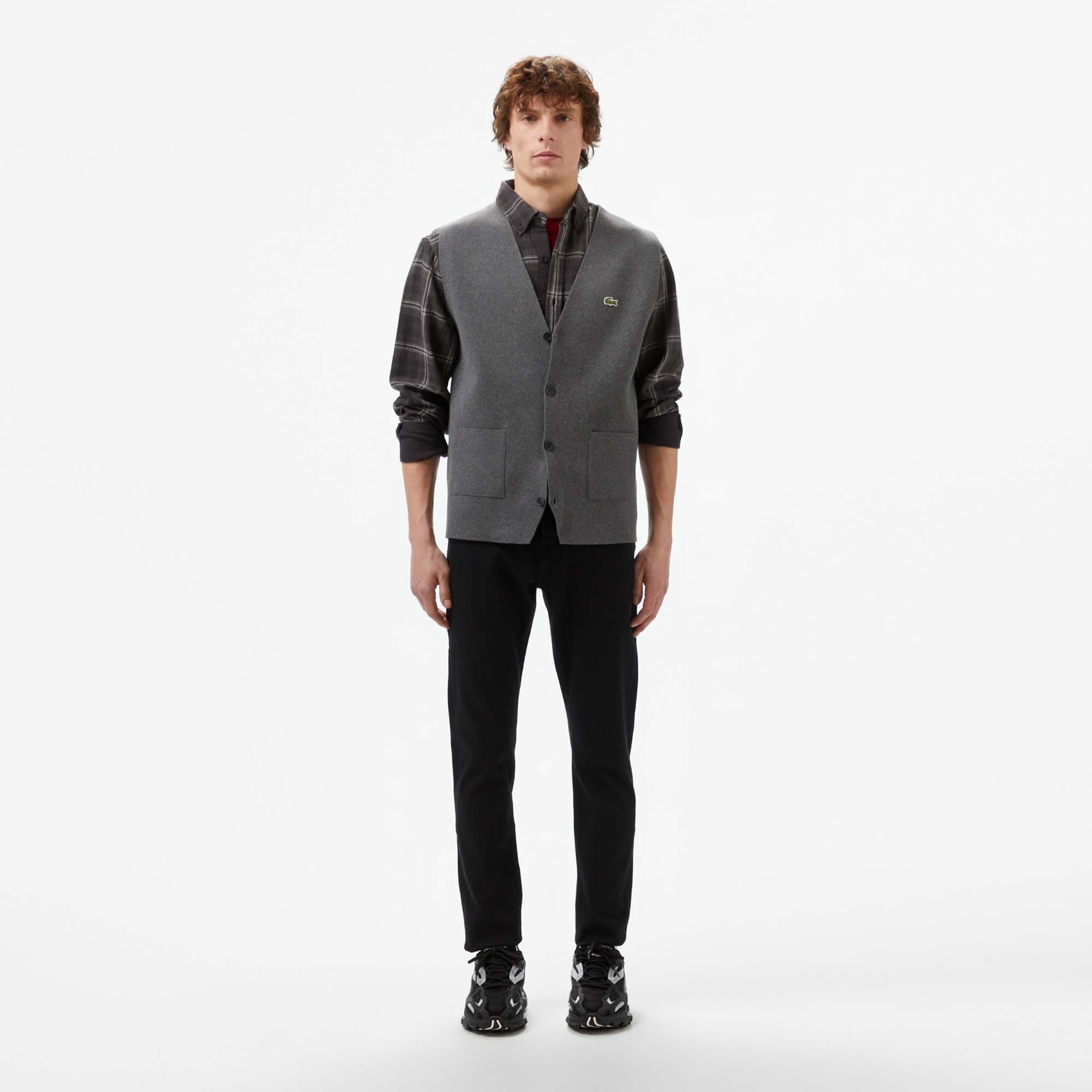 Lacoste Erkek Classic Fit Gri Triko Yelek