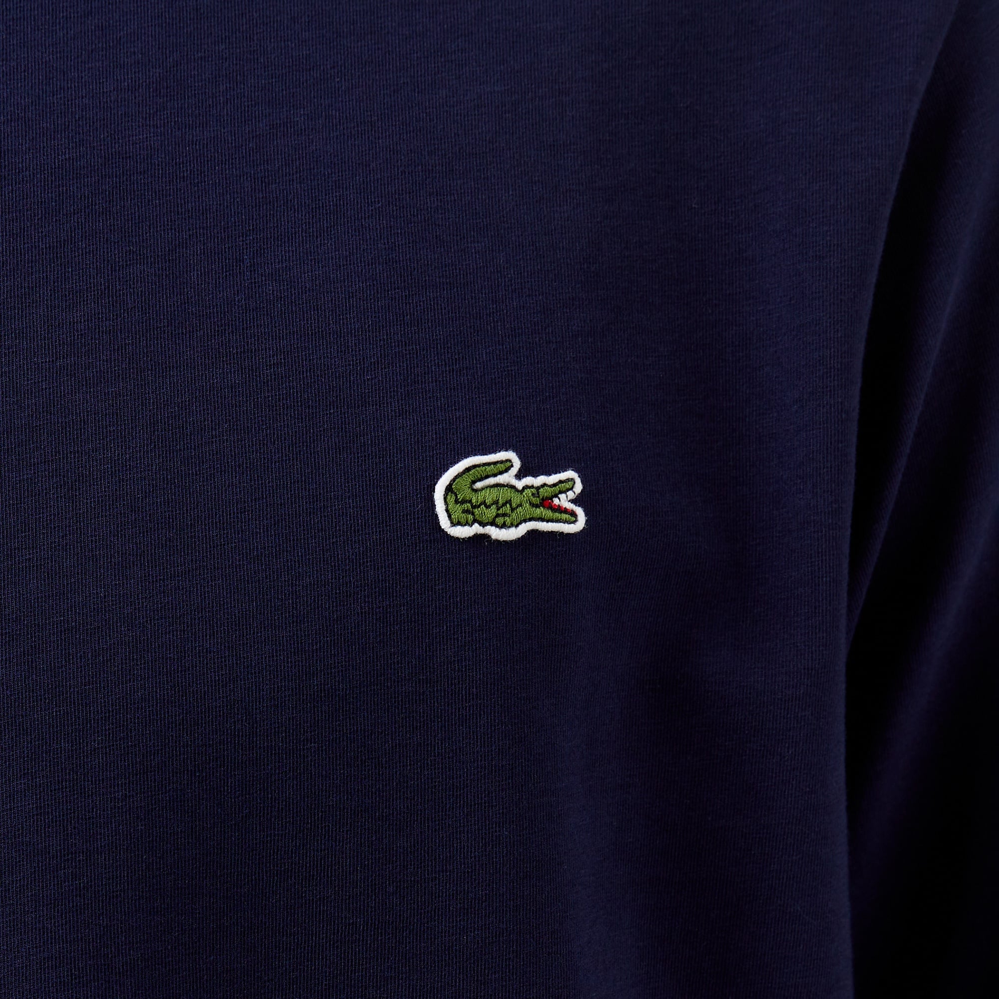 Erkek Slim Fit Uzun Kollu Bisiklet Yaka Lacivert T-Shirt