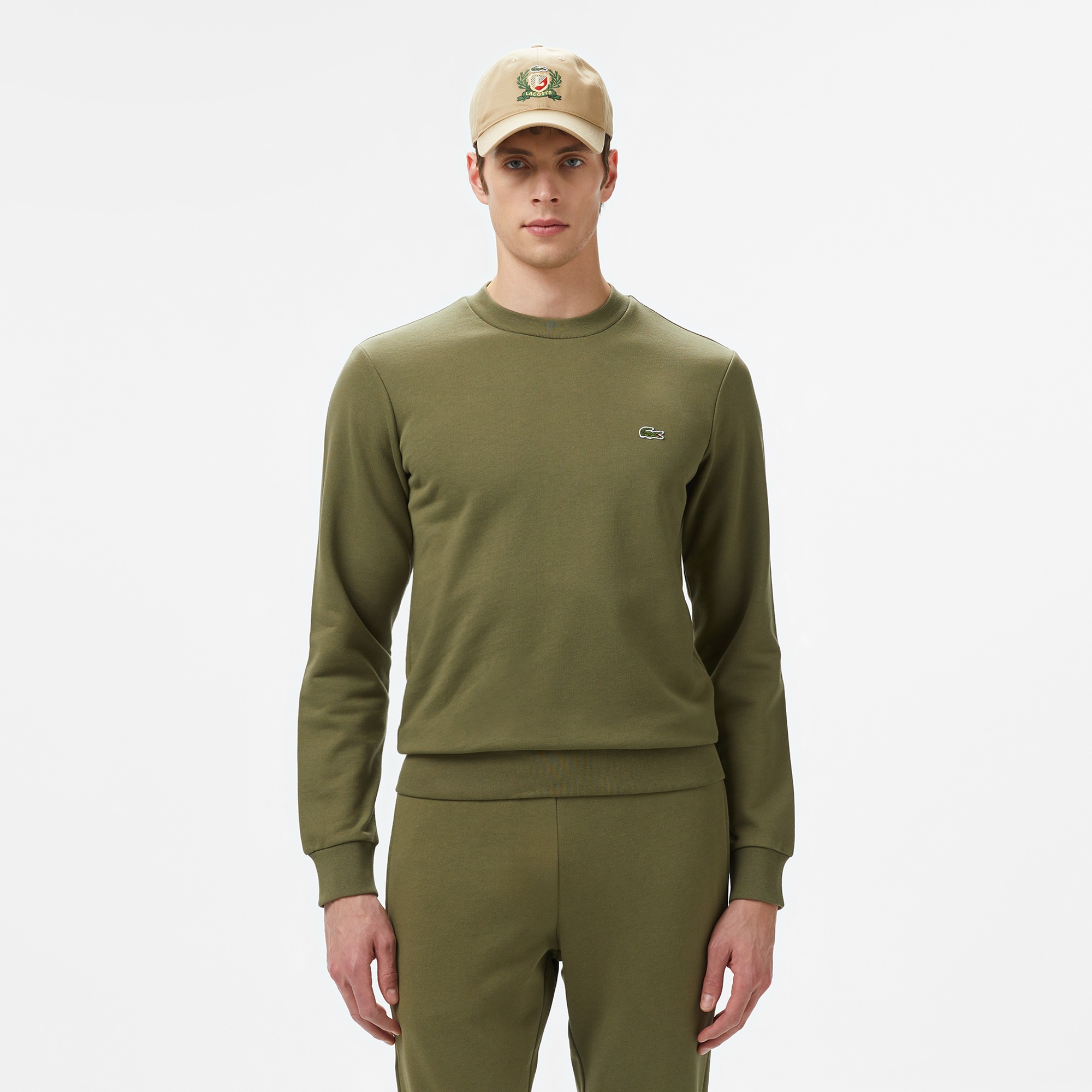 Lacoste Erkek Classic Fit Bisiklet Yaka Haki Sweatshirt