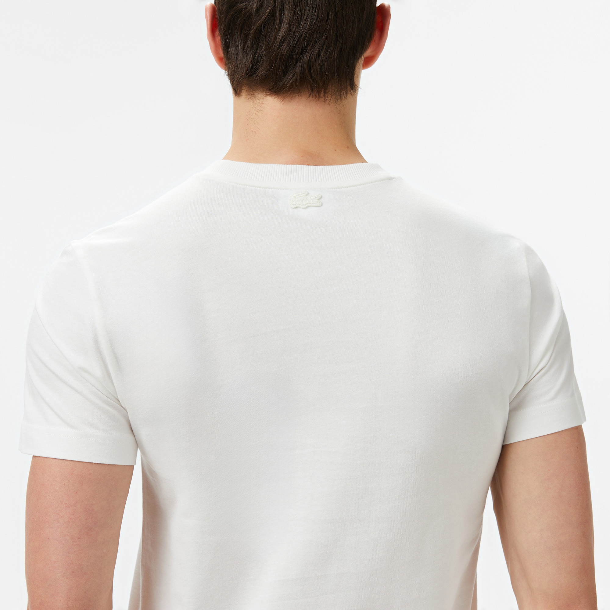 Lacoste Erkek Bisiklet Yaka Baskılı Beyaz T-Shirt