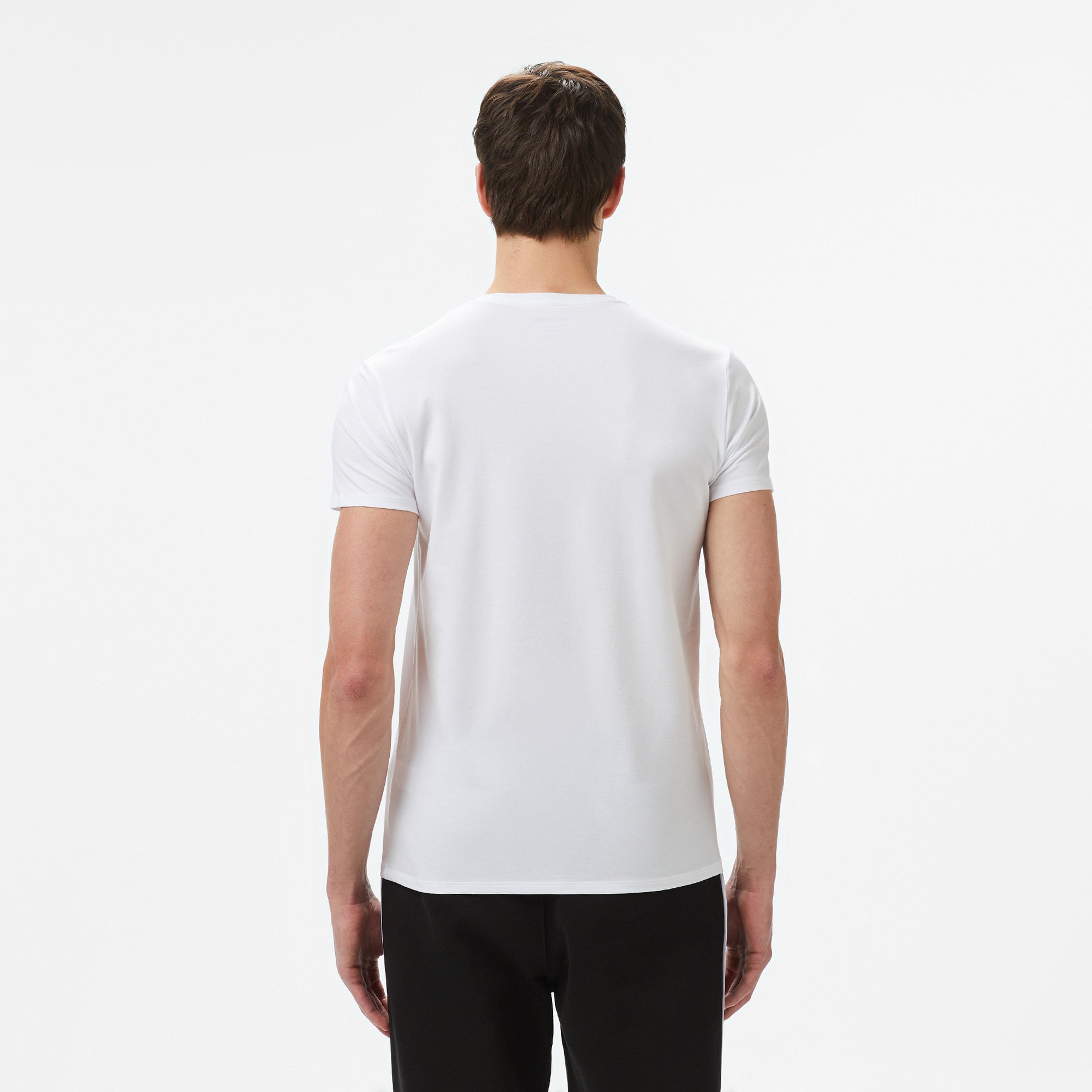 Erkek Slim Fit V Yaka Beyaz T-Shirt