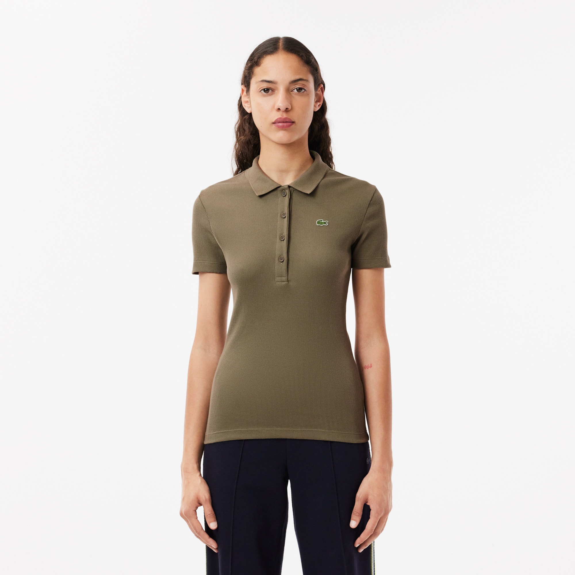 Lacoste L.12.D Kadın Slim Fit Organik Pamuk Haki Polo