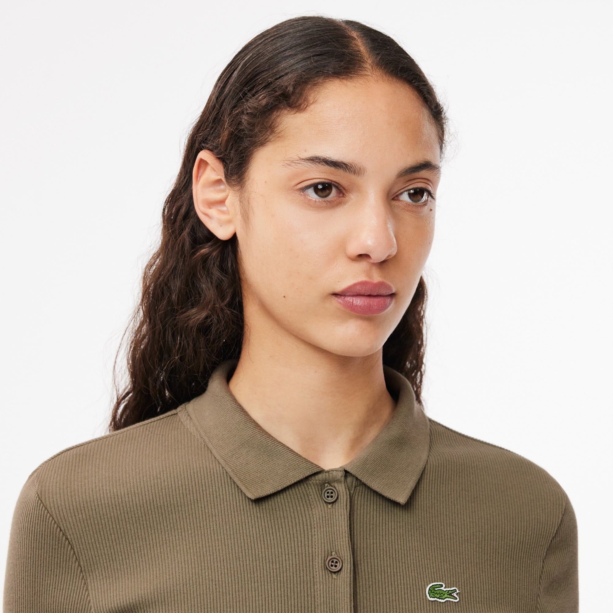 Lacoste L.12.D Kadın Slim Fit Organik Pamuk Haki Polo