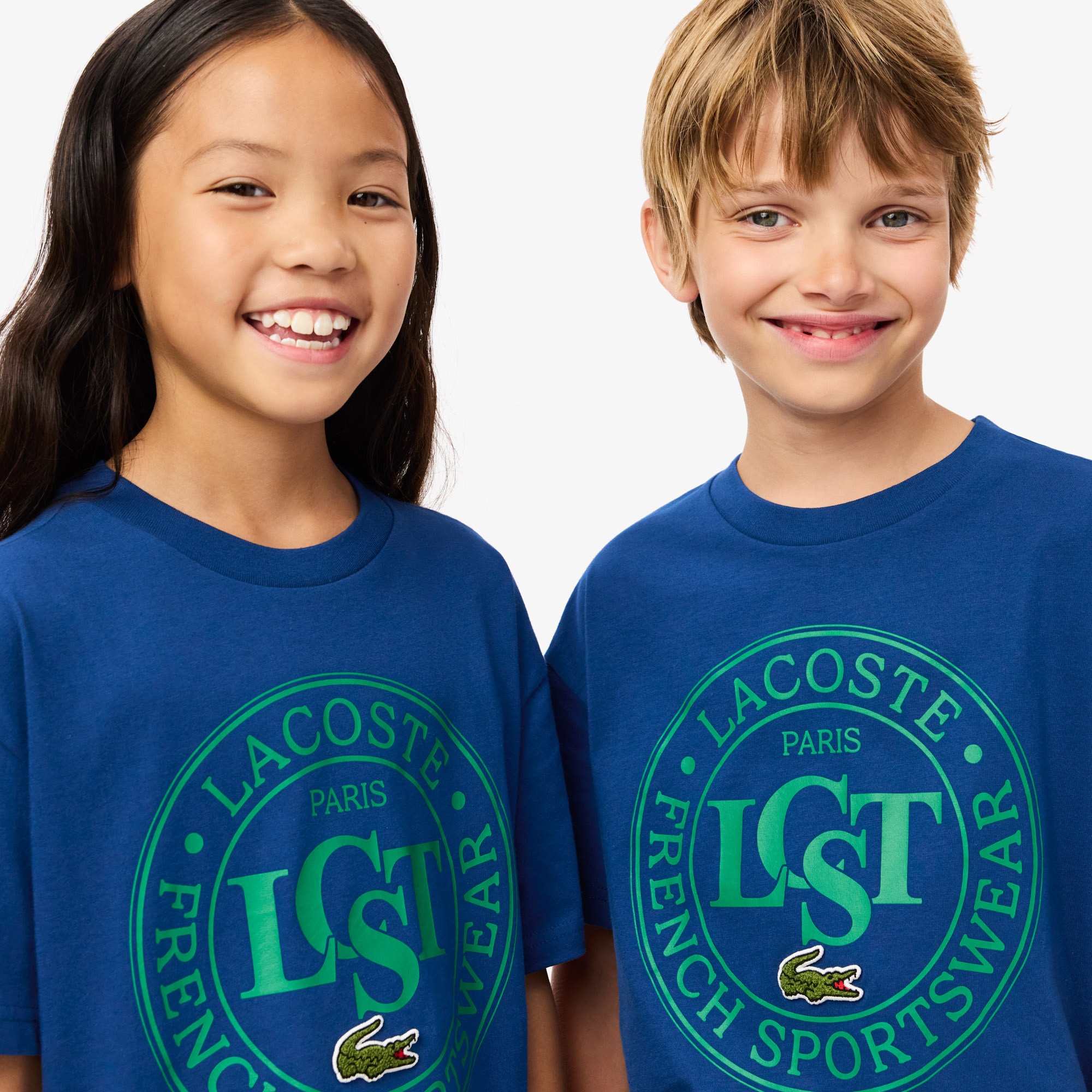 Lacoste Çocuk Bisiklet Yaka Baskılı Mavi T-Shirt