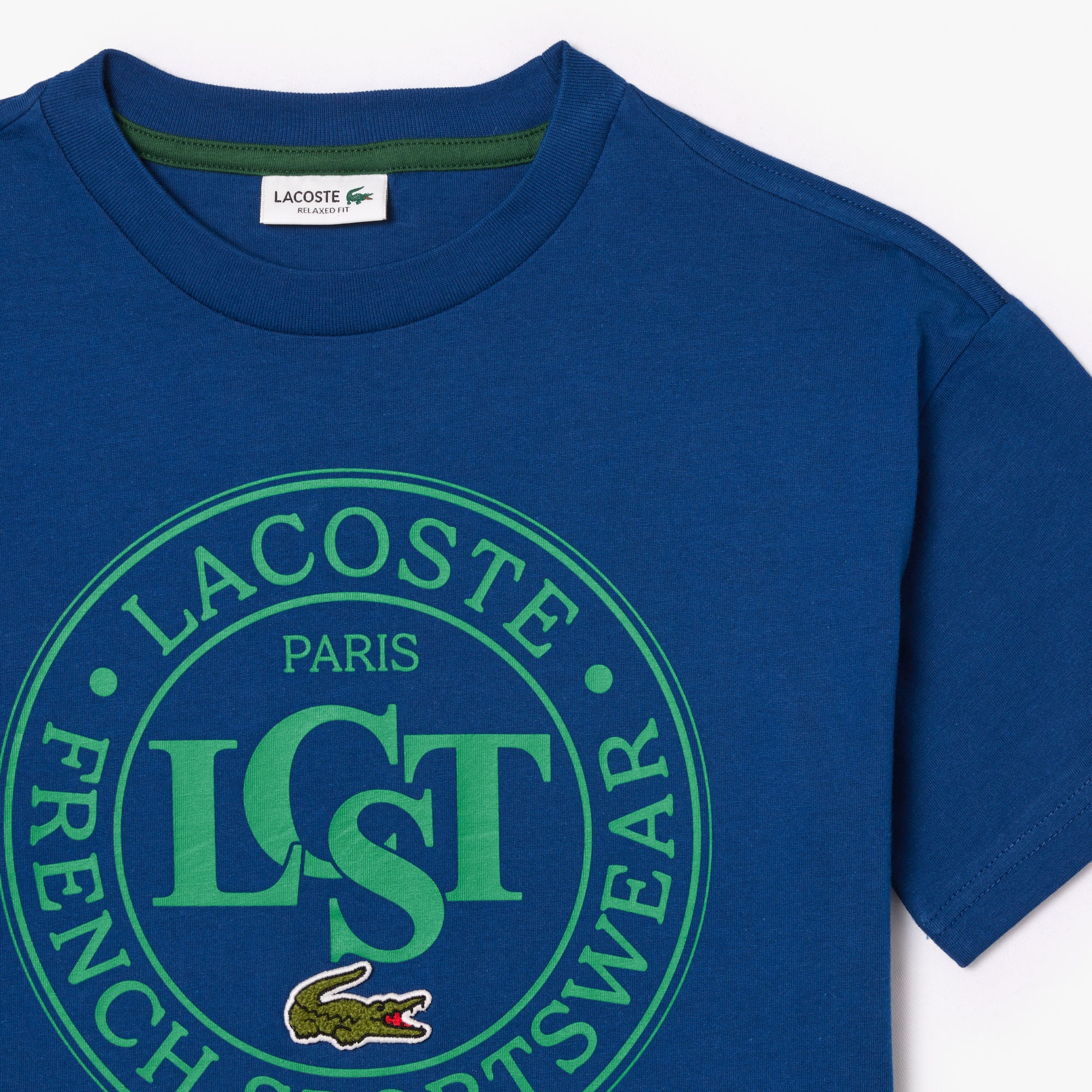 Lacoste Çocuk Bisiklet Yaka Baskılı Mavi T-Shirt