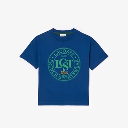 Çocuk Bisiklet Yaka Baskılı Mavi T-Shirt Mavi