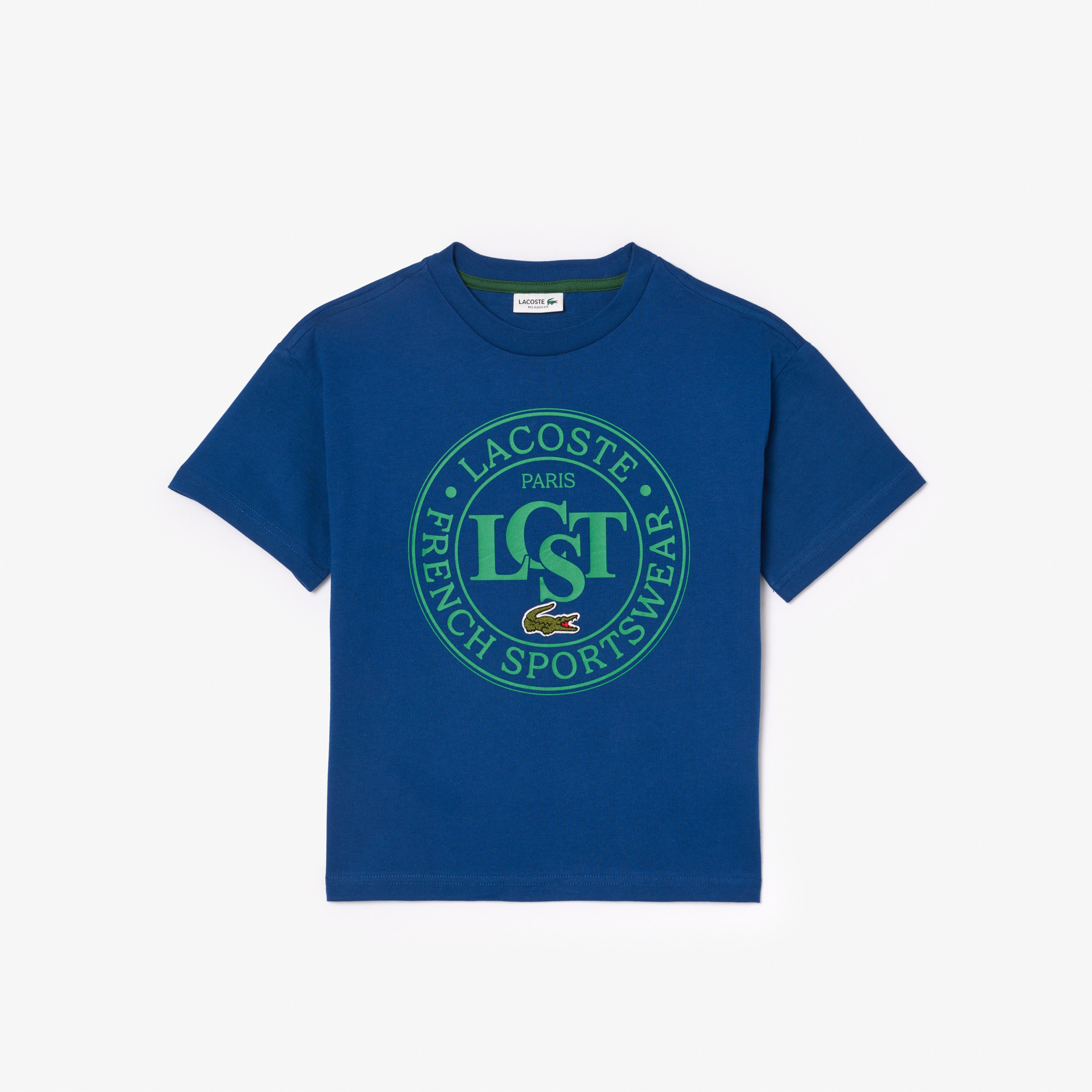 Çocuk Bisiklet Yaka Baskılı Mavi T-Shirt