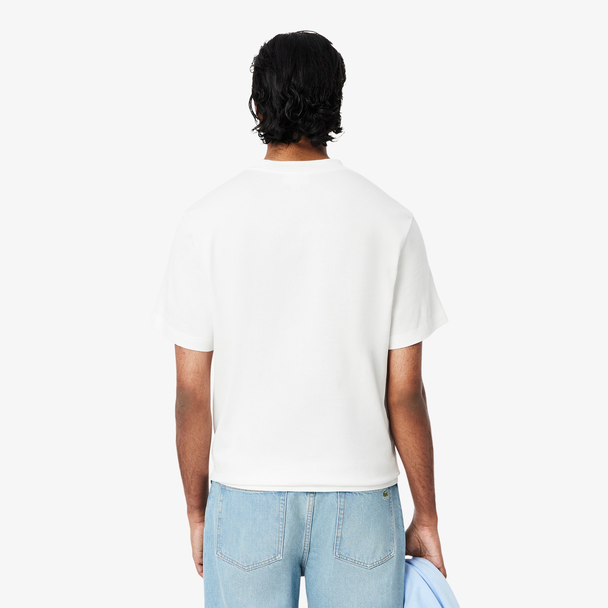 Lacoste Erkek Classic Fit Bisiklet Yaka Baskılı Beyaz T-Shirt