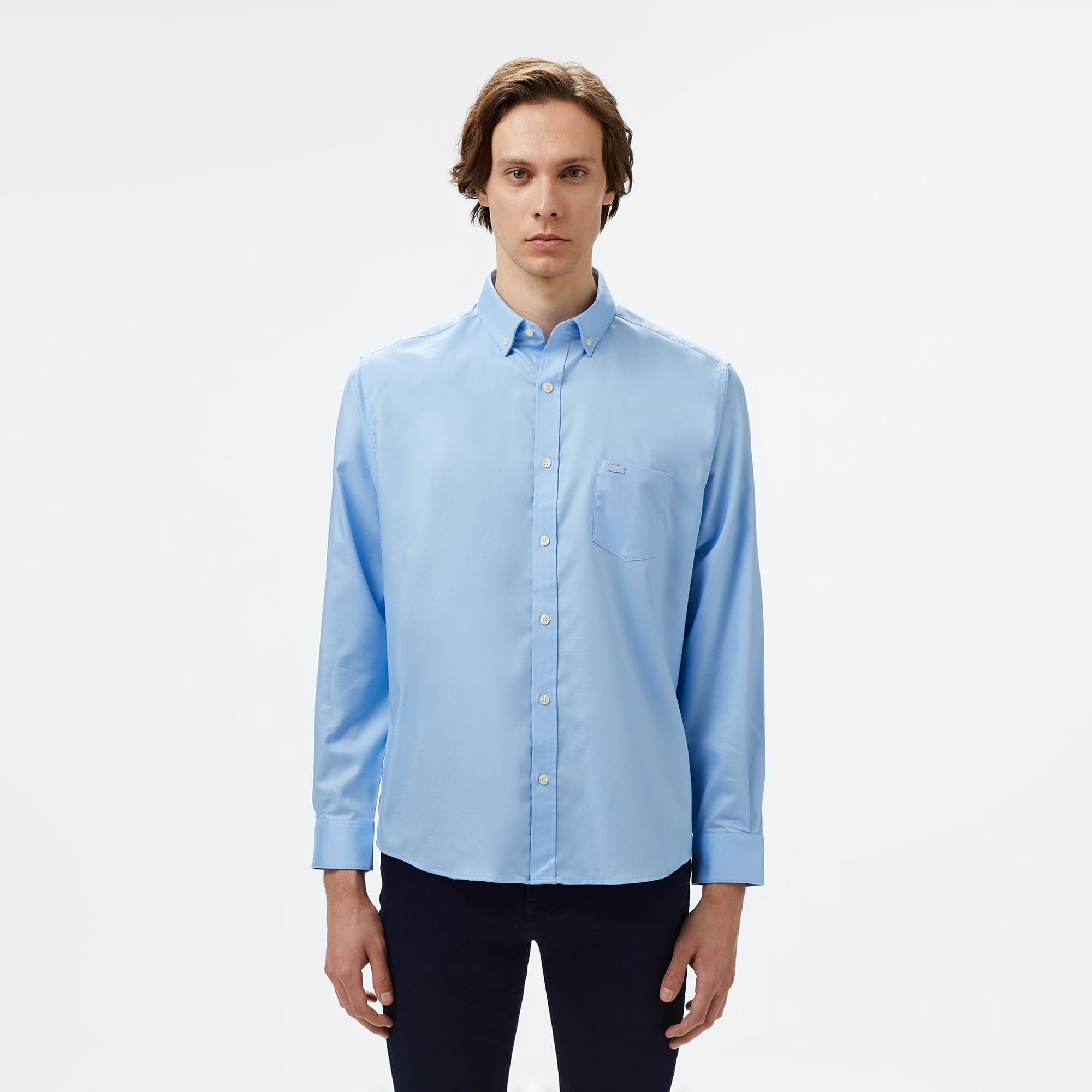 Lacoste Erkek Regular Fit Düğmeli Yaka Mavi Gömlek