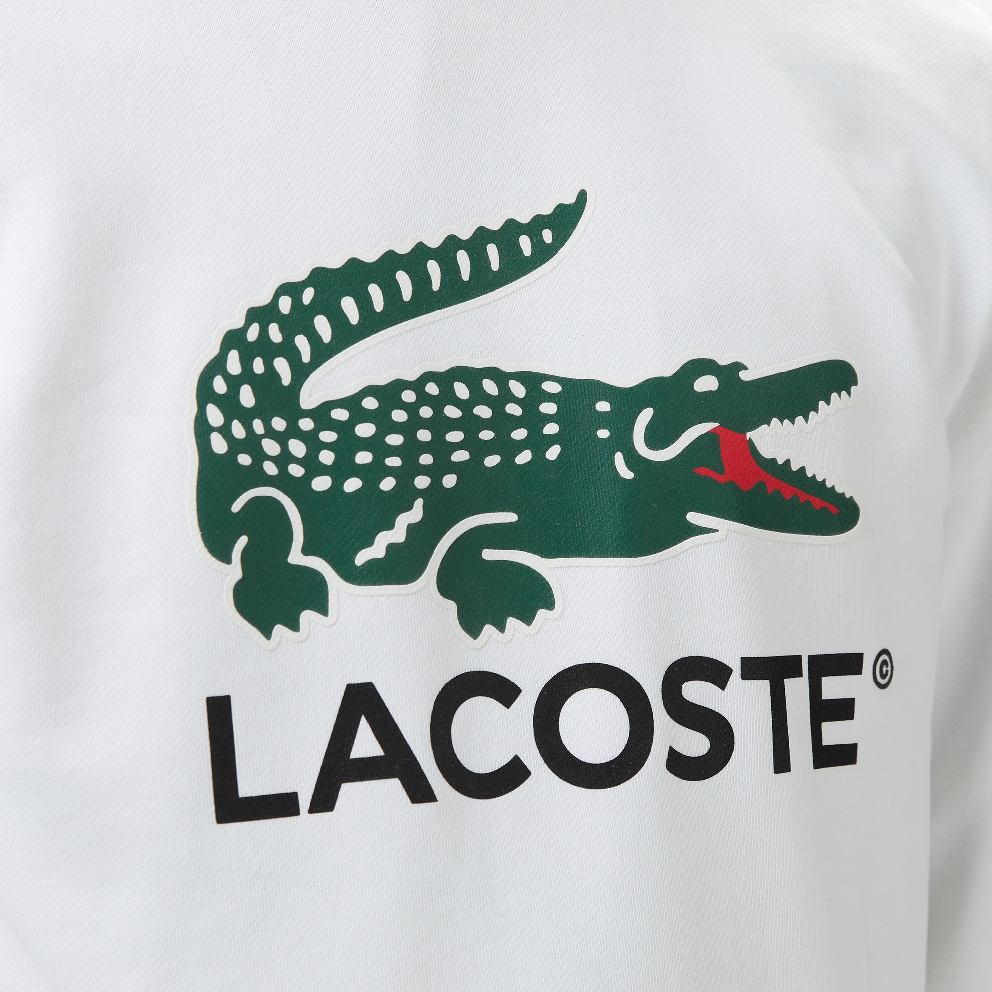 Lacoste Erkek Classic Fit Bisiklet Yaka Baskılı Beyaz Sweatshirt