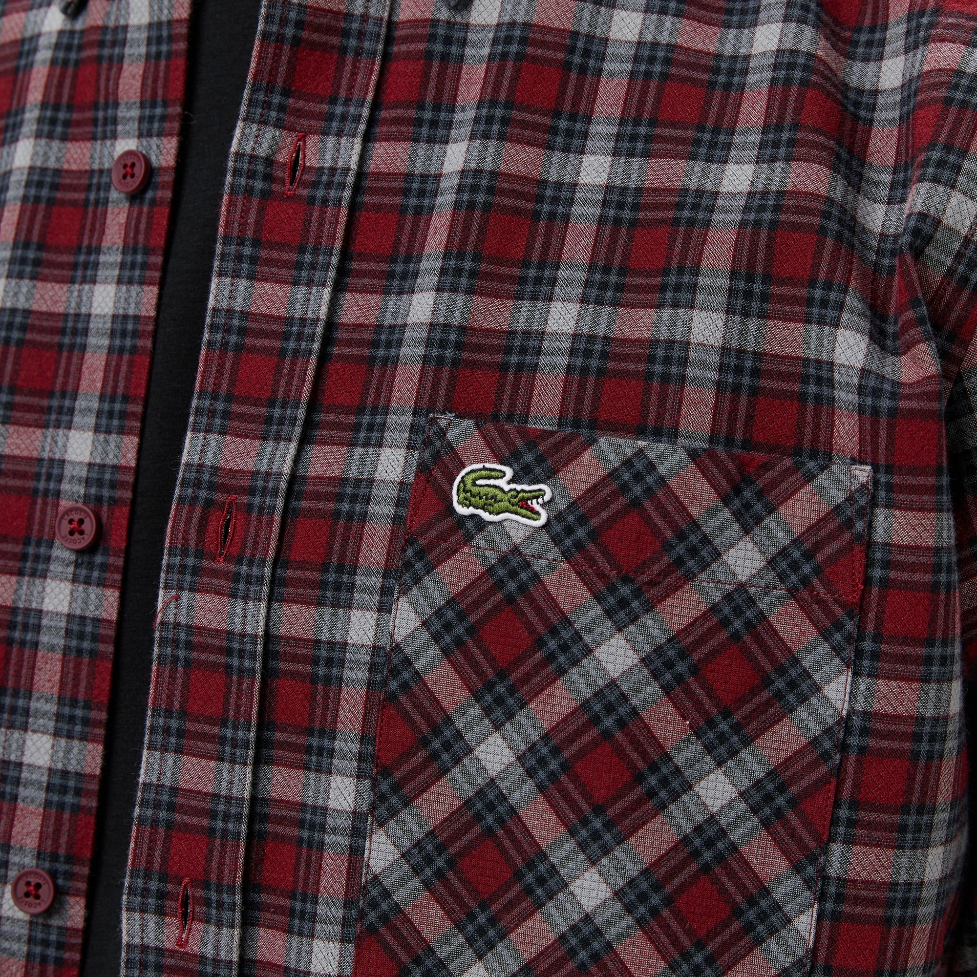 Erkek Regular Fit Ekose Bordo Gömlek