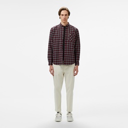 Erkek Regular Fit Ekose Bordo Gömlek Bordo