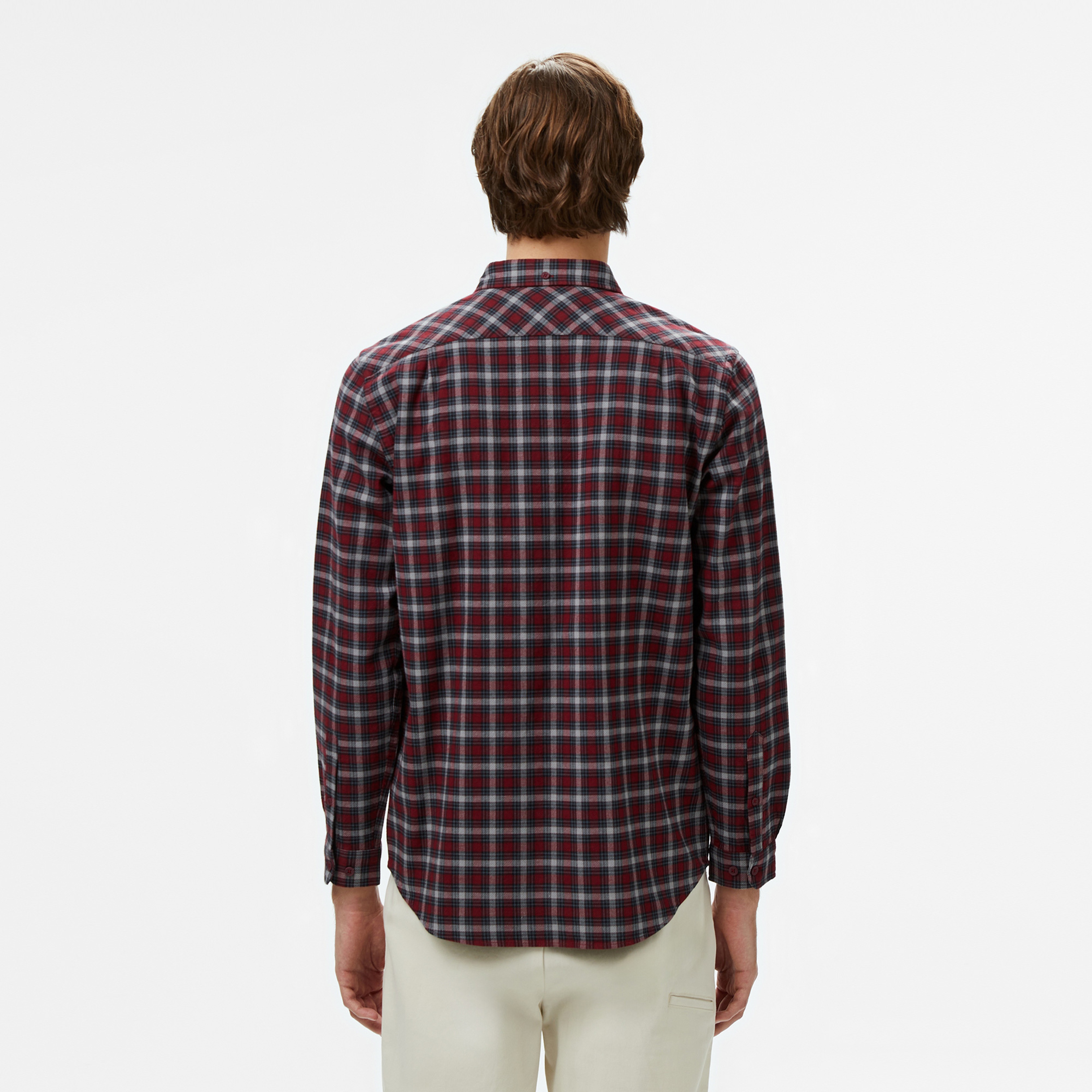 Erkek Regular Fit Ekose Bordo Gömlek Erkek Regular Fit Ekose Bordo Gömlek