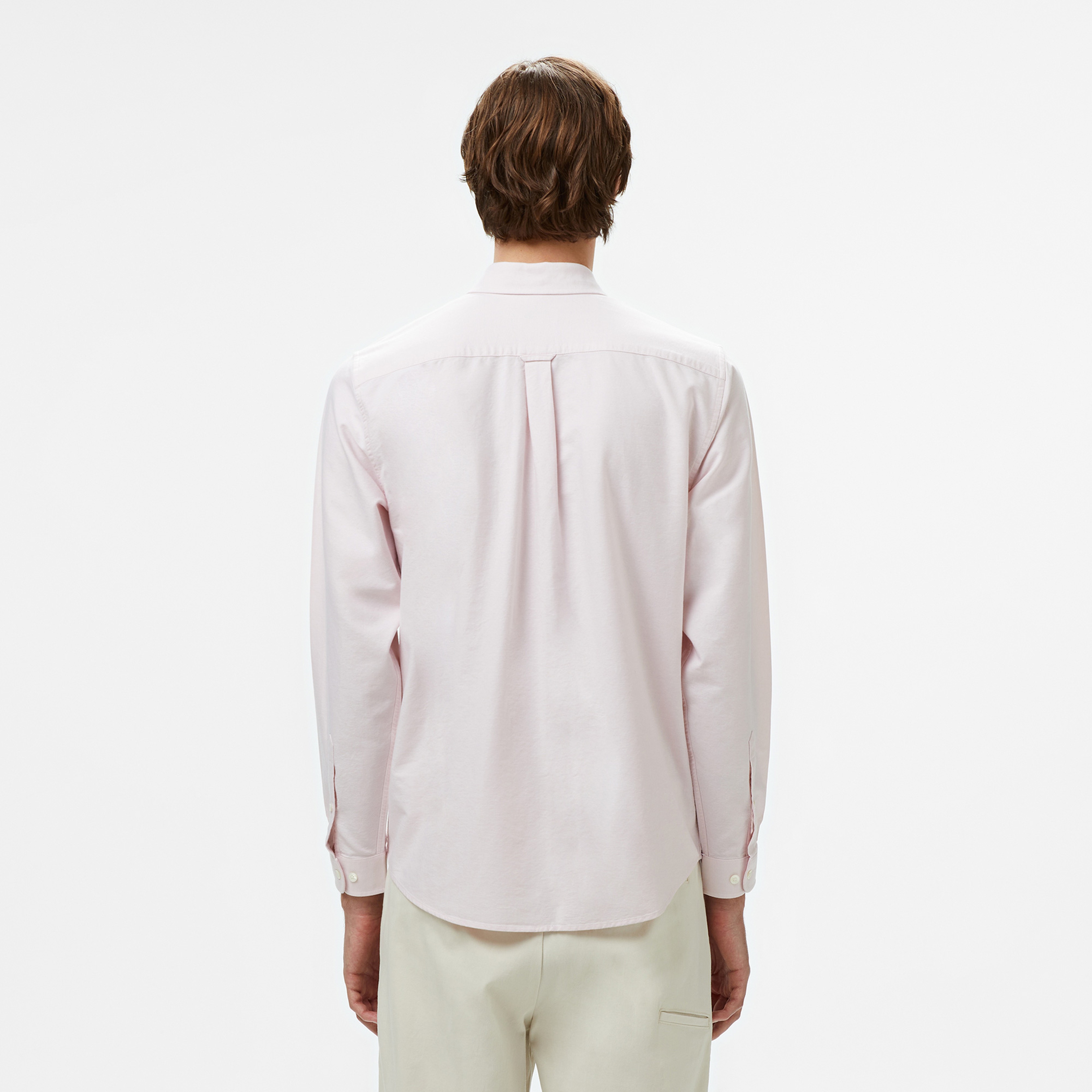Erkek Regular Fit Düğmeli Yaka Pembe Gömlek