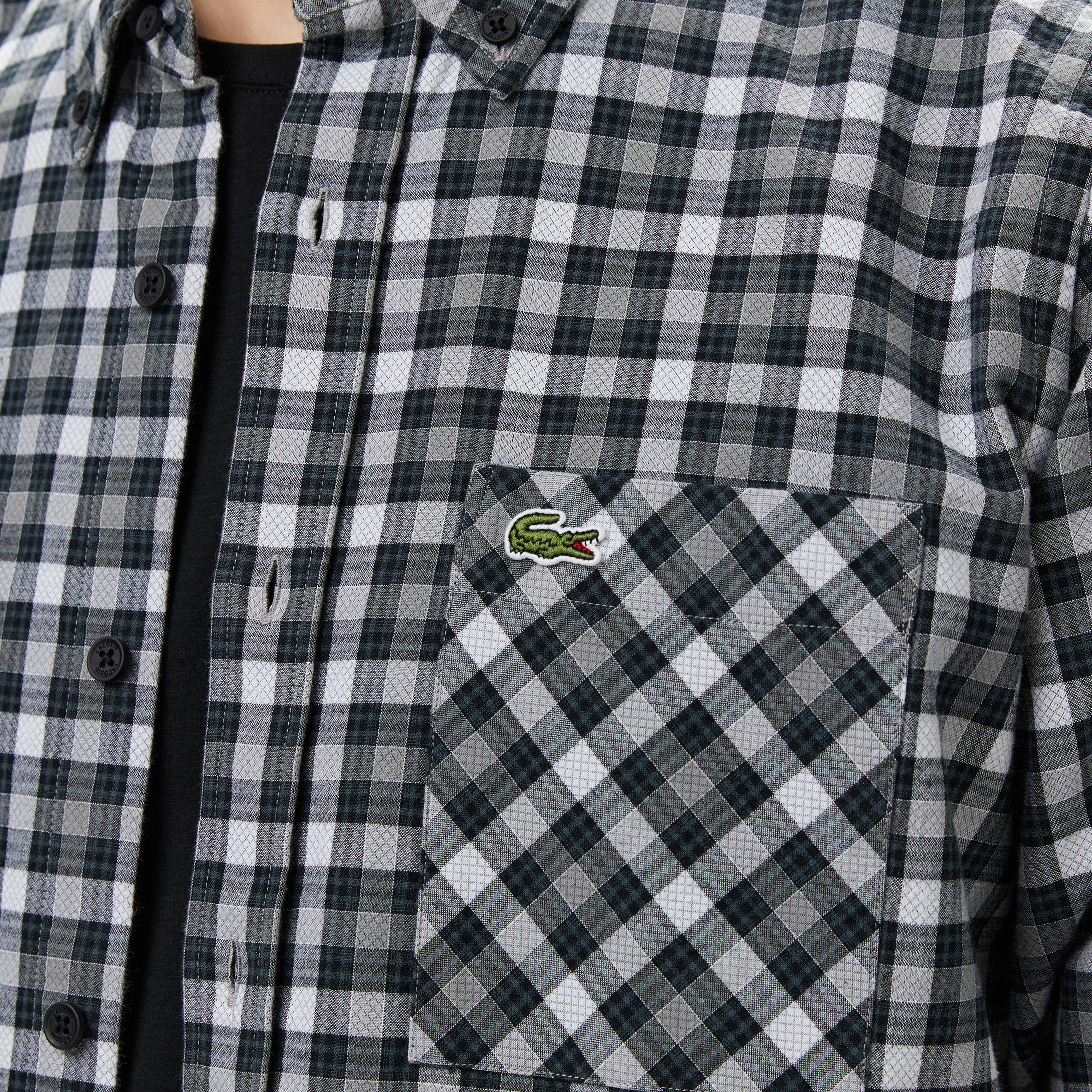 Erkek Regular Fit Ekose Gri Gömlek