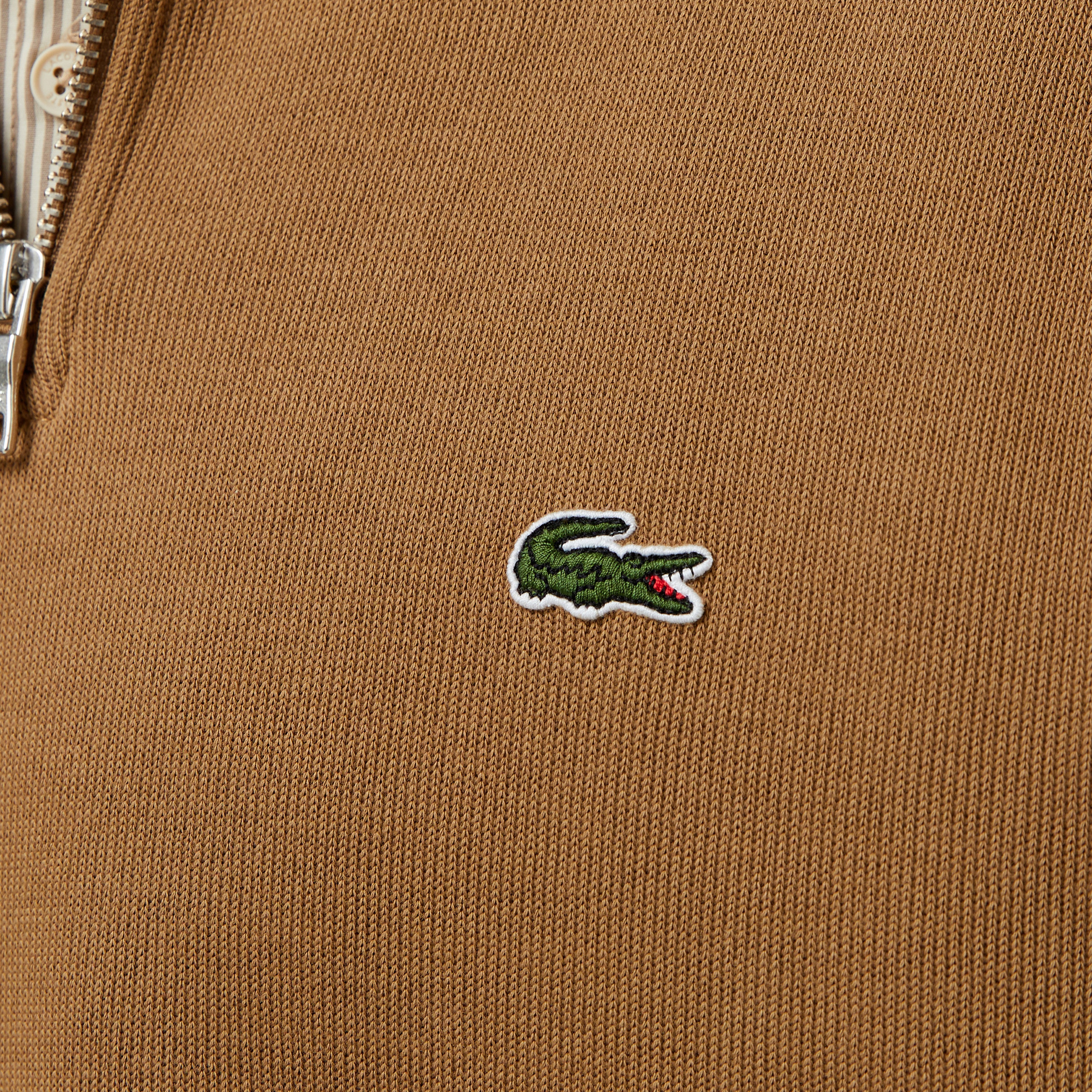 Erkek Classic Fit Yarım Fermuarlı Kahverengi Sweatshirt