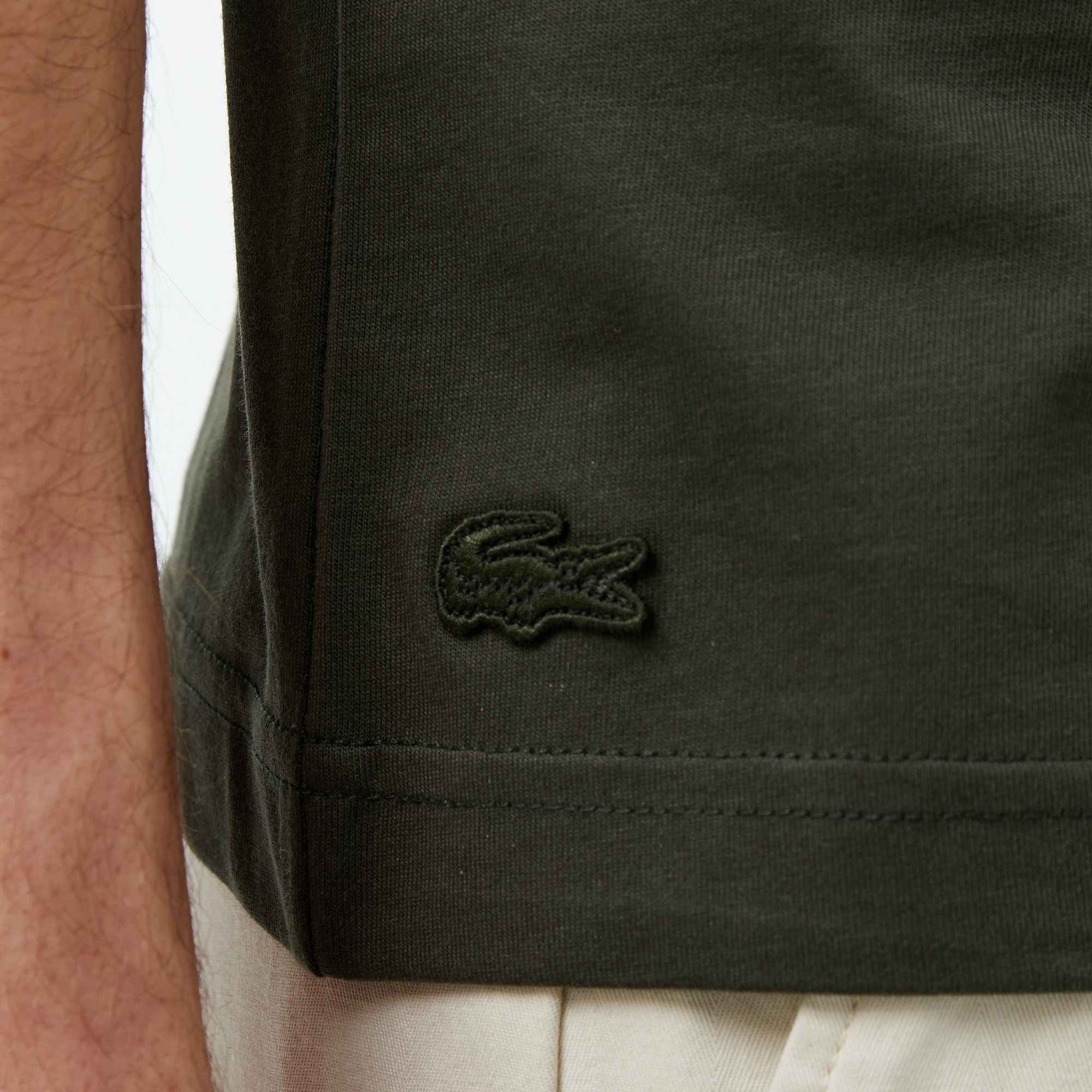 Lacoste Erkek Regular Fit Bisiklet Yaka Baskılı Haki T-Shirt