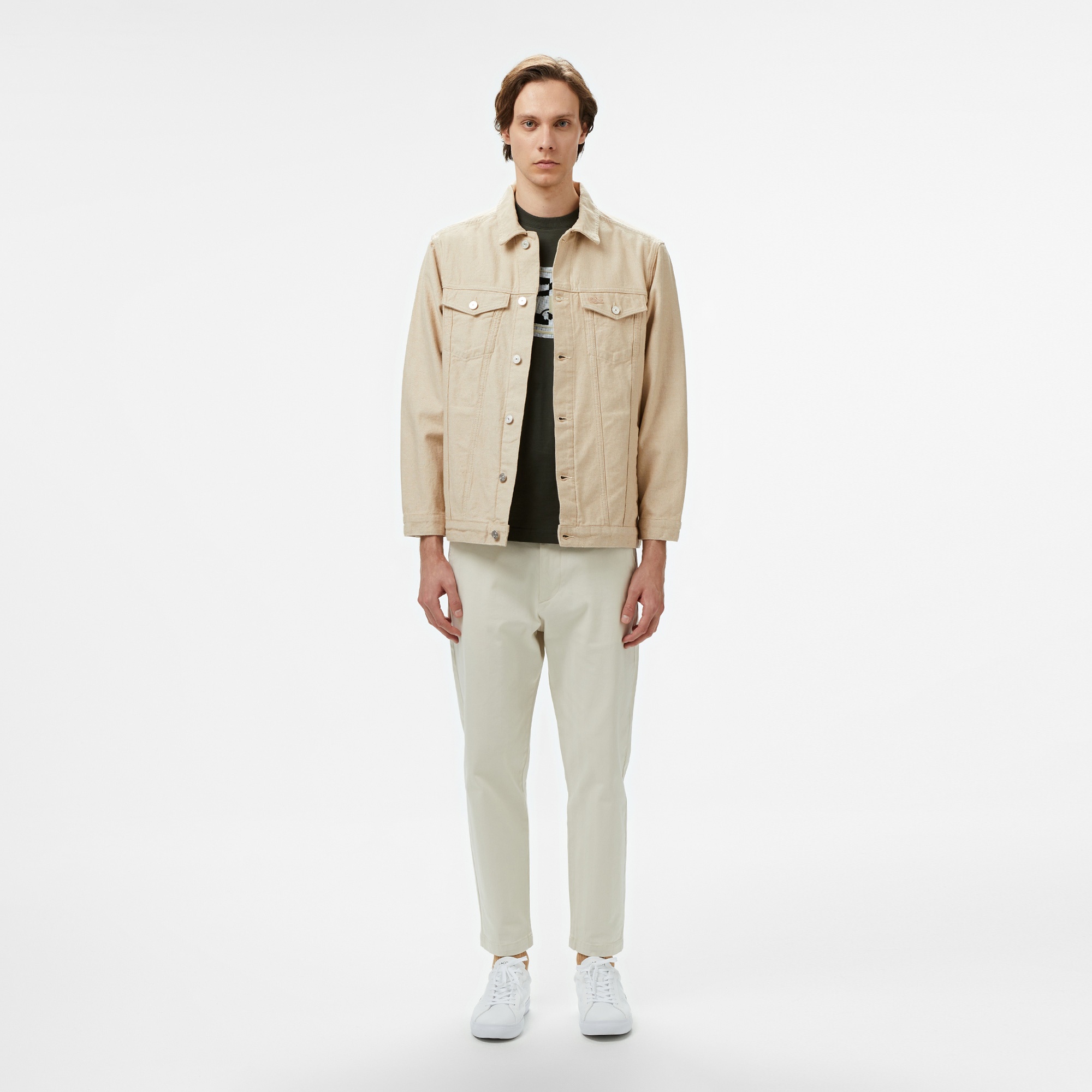 Lacoste Erkek Regular Fit Bisiklet Yaka Baskılı Haki T-Shirt