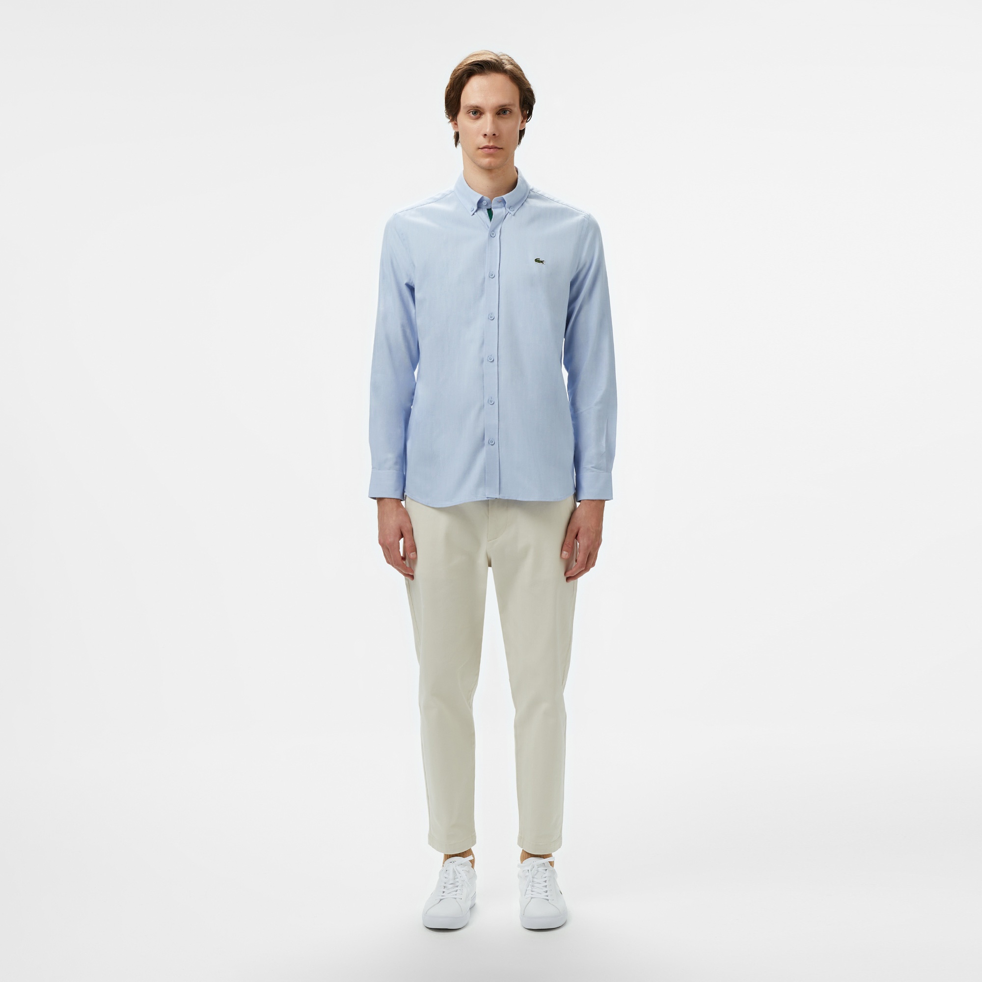 Lacoste Erkek Slim Fit Düğmeli Yaka Mavi Gömlek