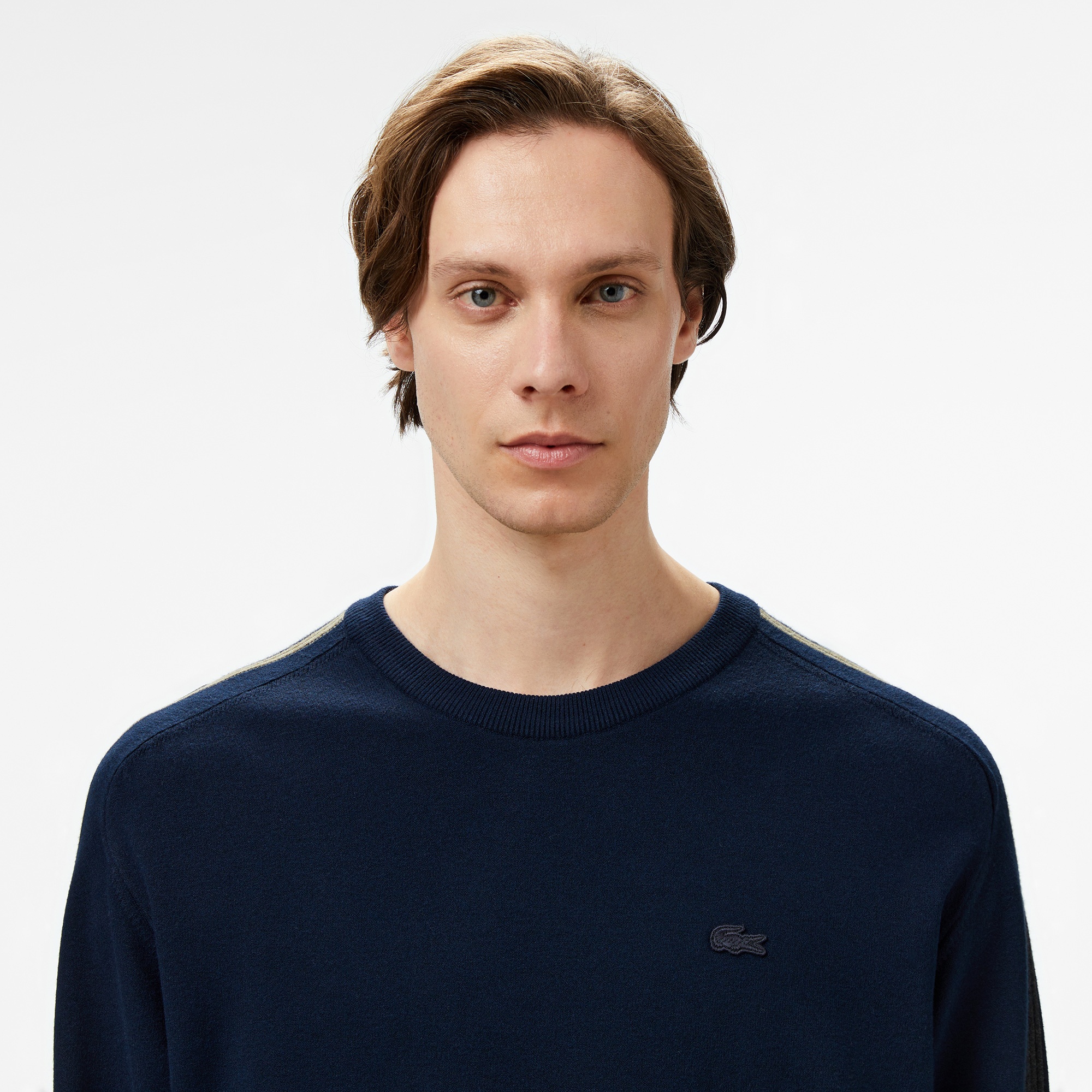 Lacoste Erkek Relaxed Fit Bisiklet Yaka Lacivert Kazak