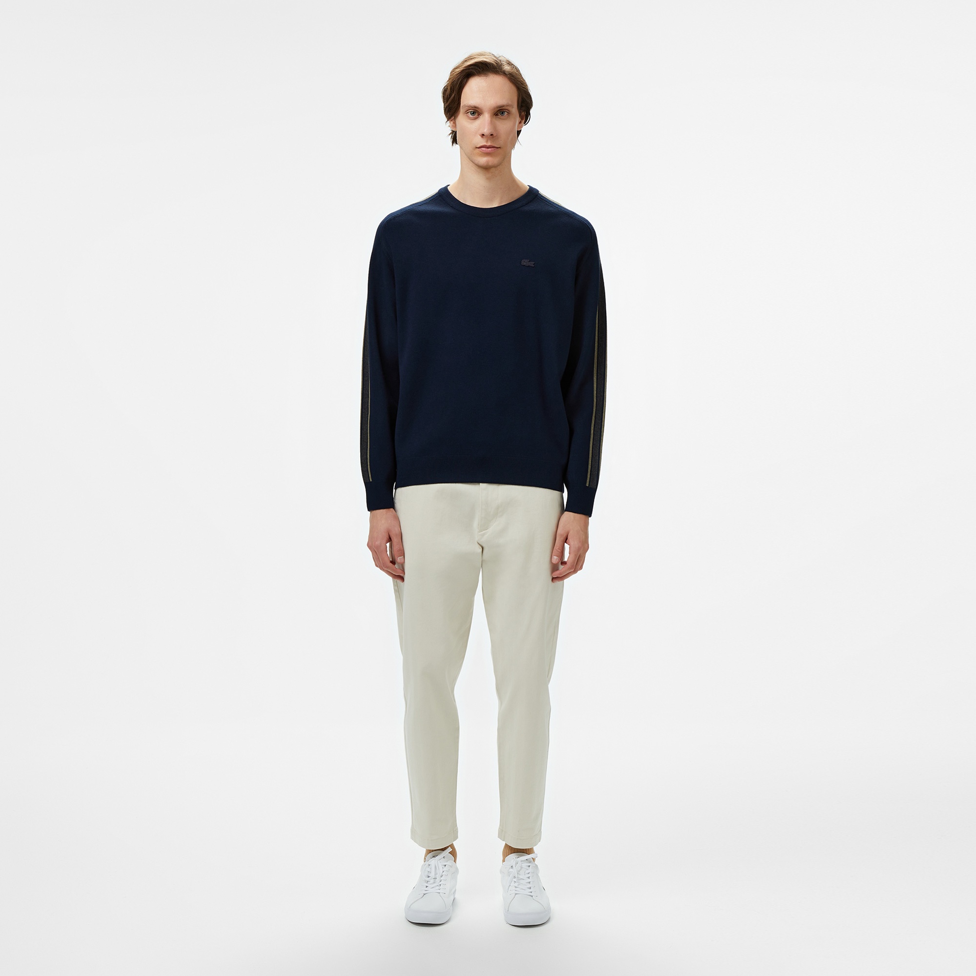 Lacoste Erkek Relaxed Fit Bisiklet Yaka Lacivert Kazak