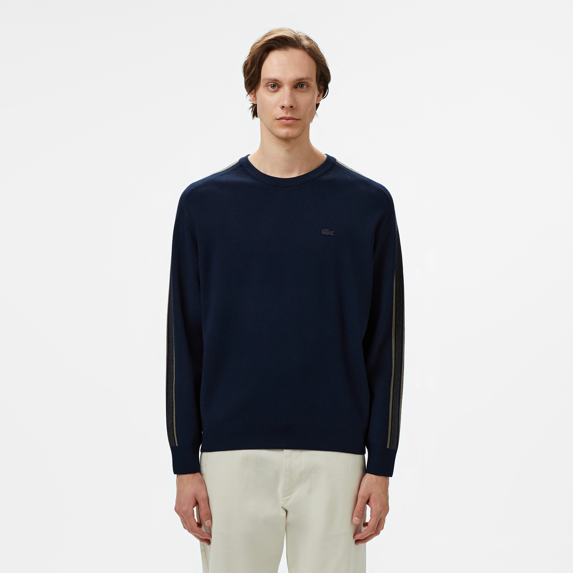 Lacoste Erkek Relaxed Fit Bisiklet Yaka Lacivert Kazak