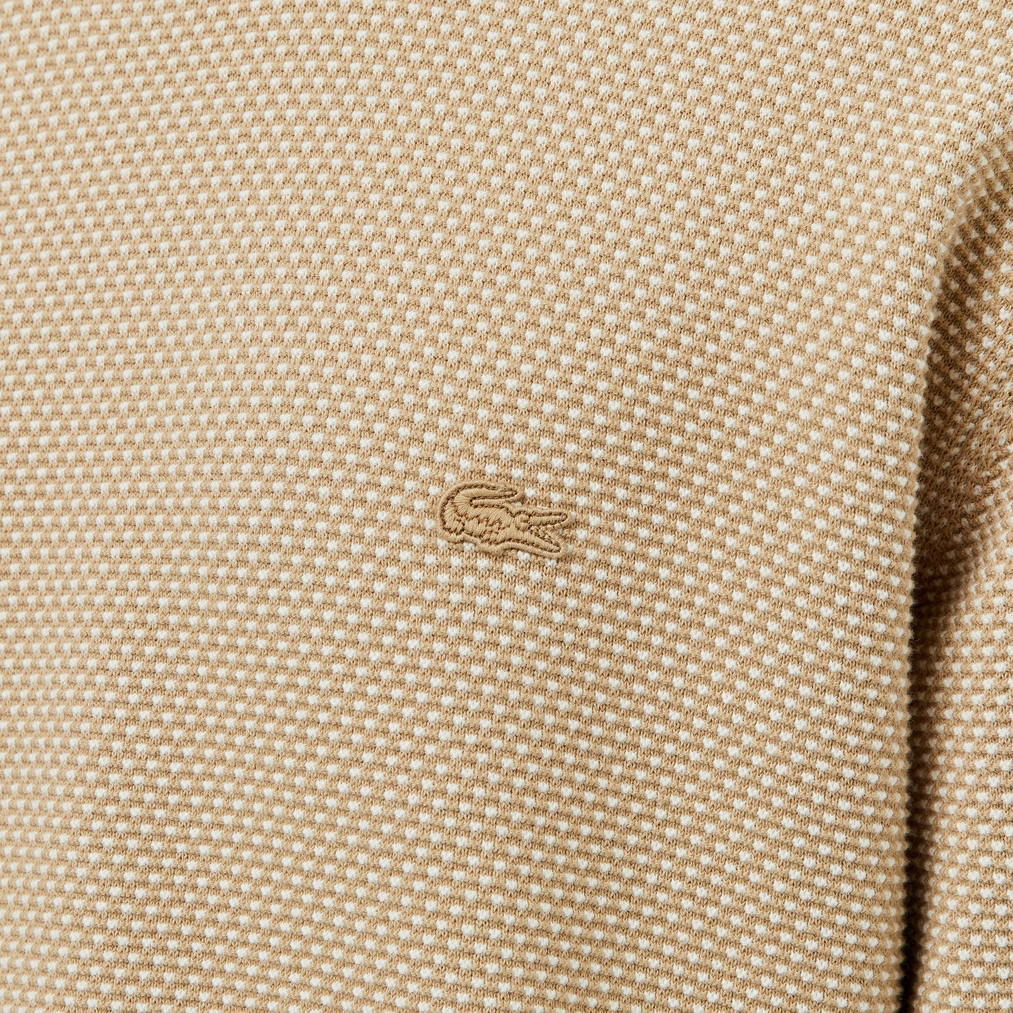 Lacoste Erkek Relaxed Fit Bisiklet Yaka Bej Triko