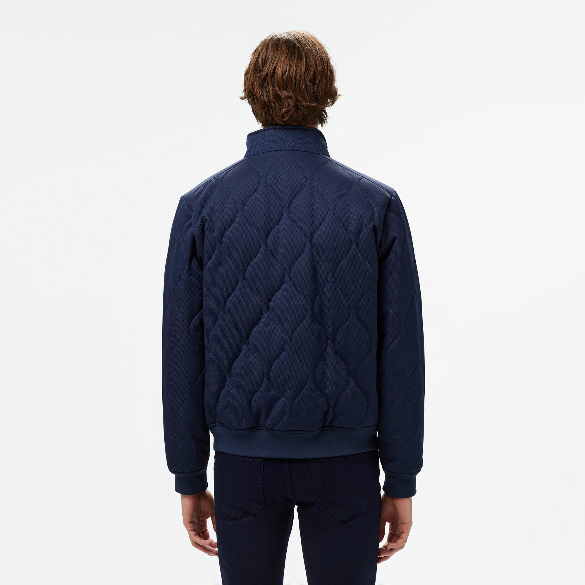 Lacoste Erkek Relaxed Fit Dik Yaka Kapitone Lacivert Mont