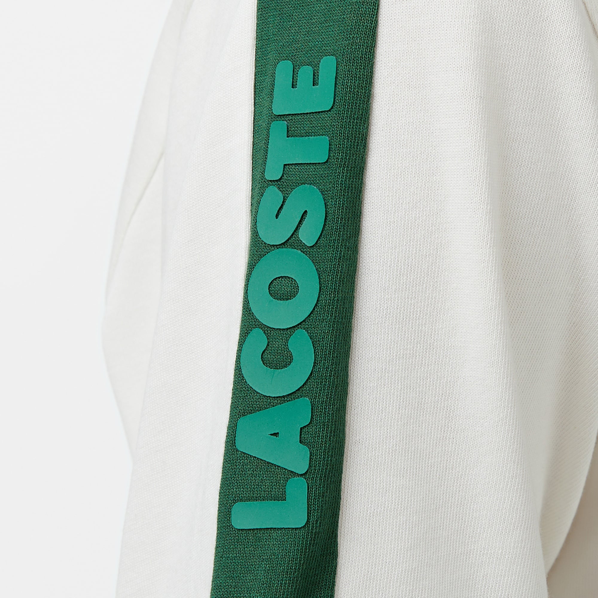 Lacoste Erkek Regular Fit Bisiklet Yaka Çizgili Beyaz T-Shirt
