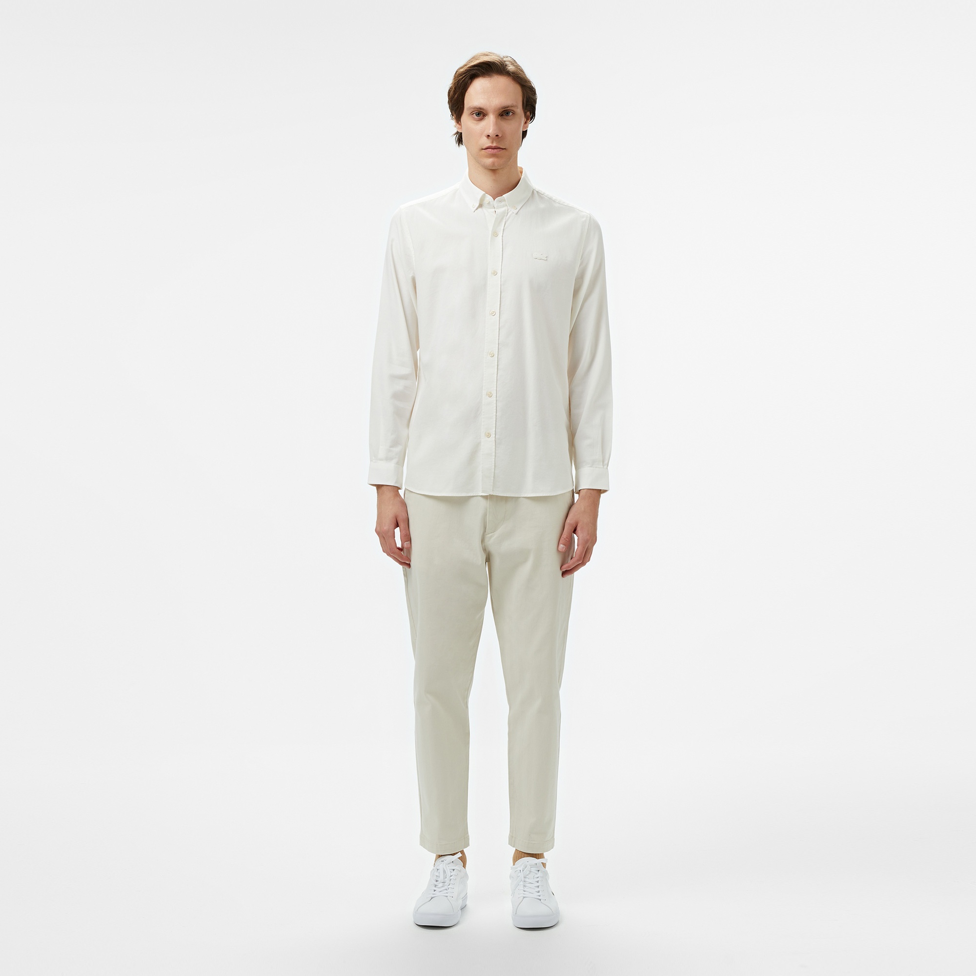Lacoste Erkek Slim Fit Düğmeli Yaka Beyaz Gömlek