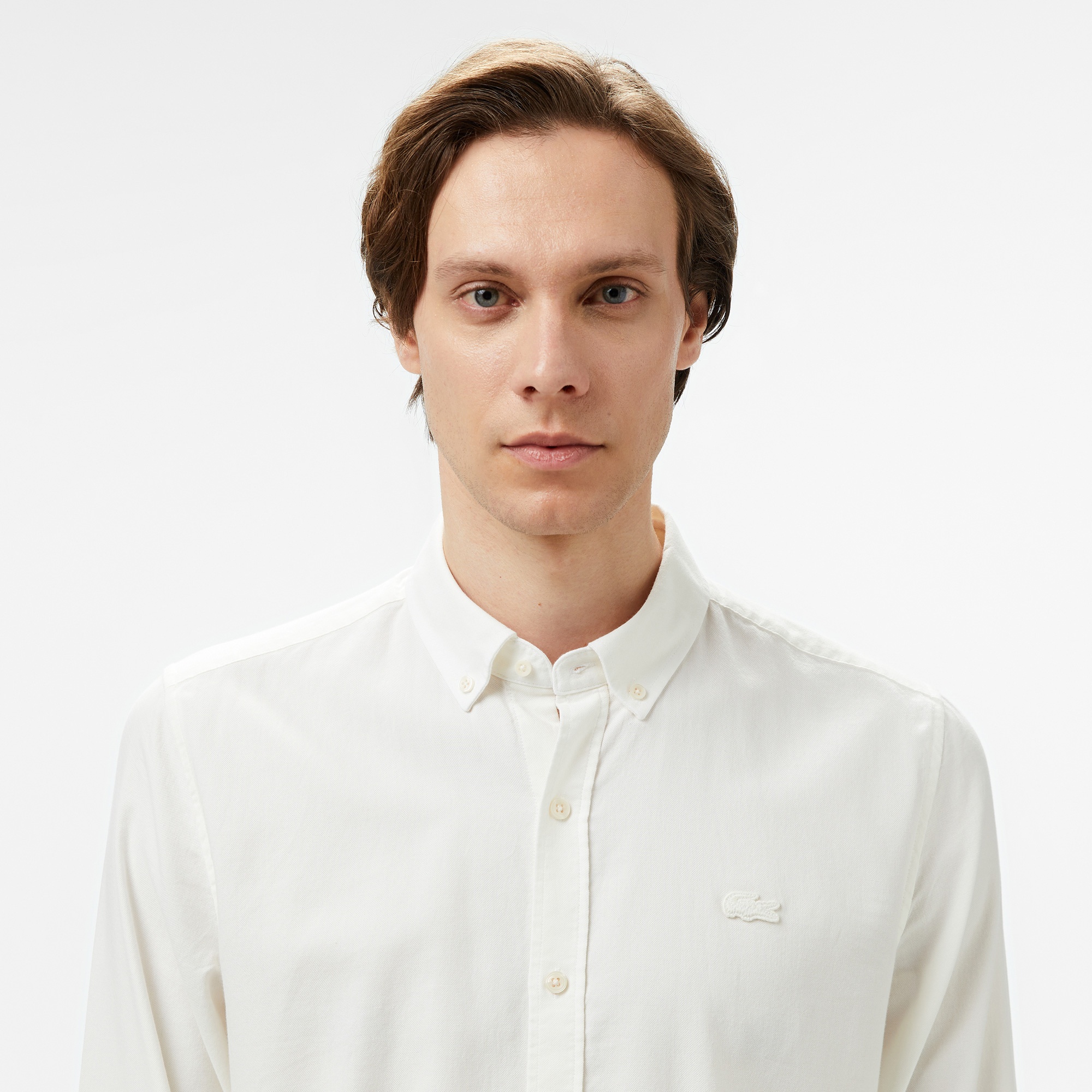 Lacoste Erkek Slim Fit Düğmeli Yaka Beyaz Gömlek