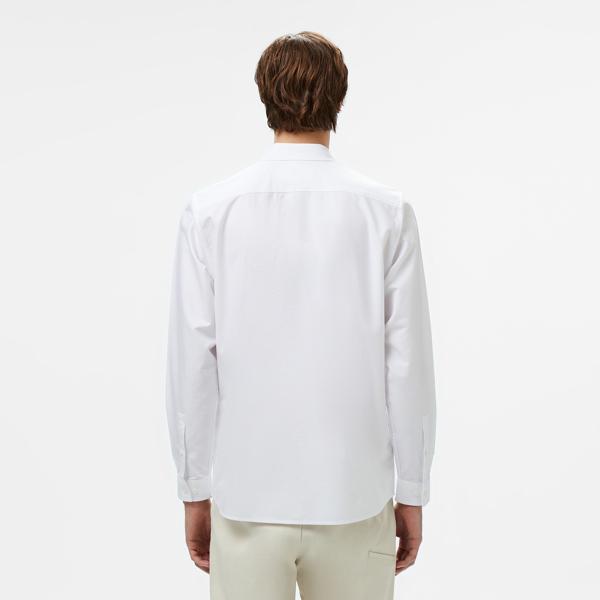 Lacoste Erkek Regular Fit Düğmeli Yaka Çizgili Beyaz Gömlek