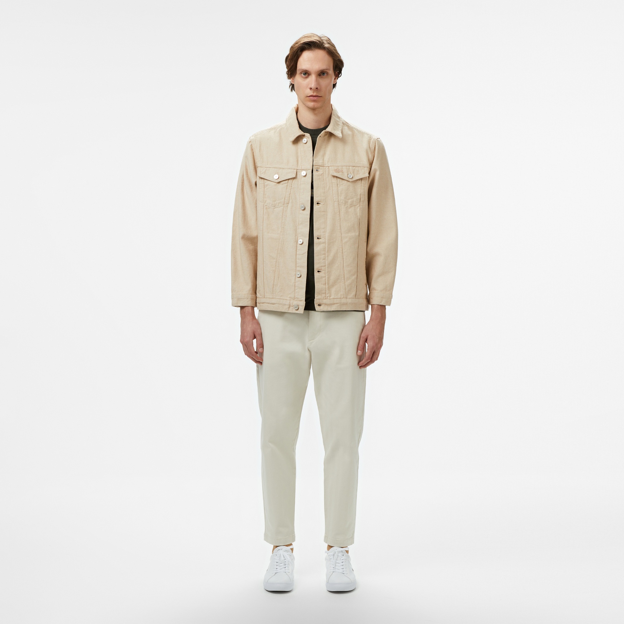 Lacoste Erkek Gömlek Yaka Bej Ceket