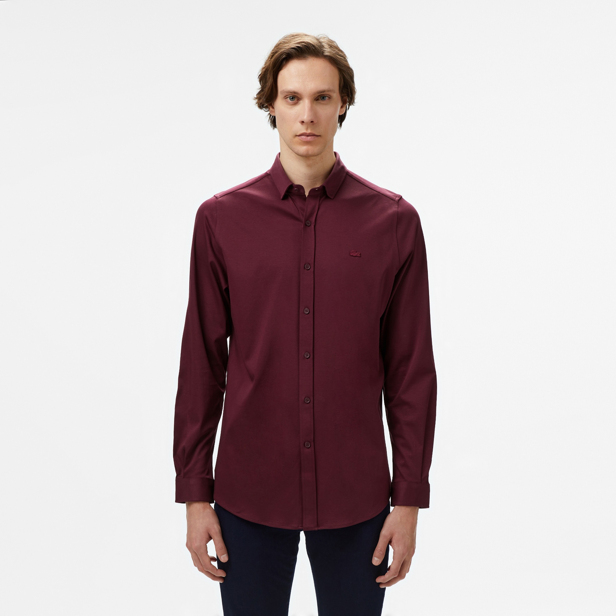 Lacoste Erkek Slim Fit Bordo Gömlek