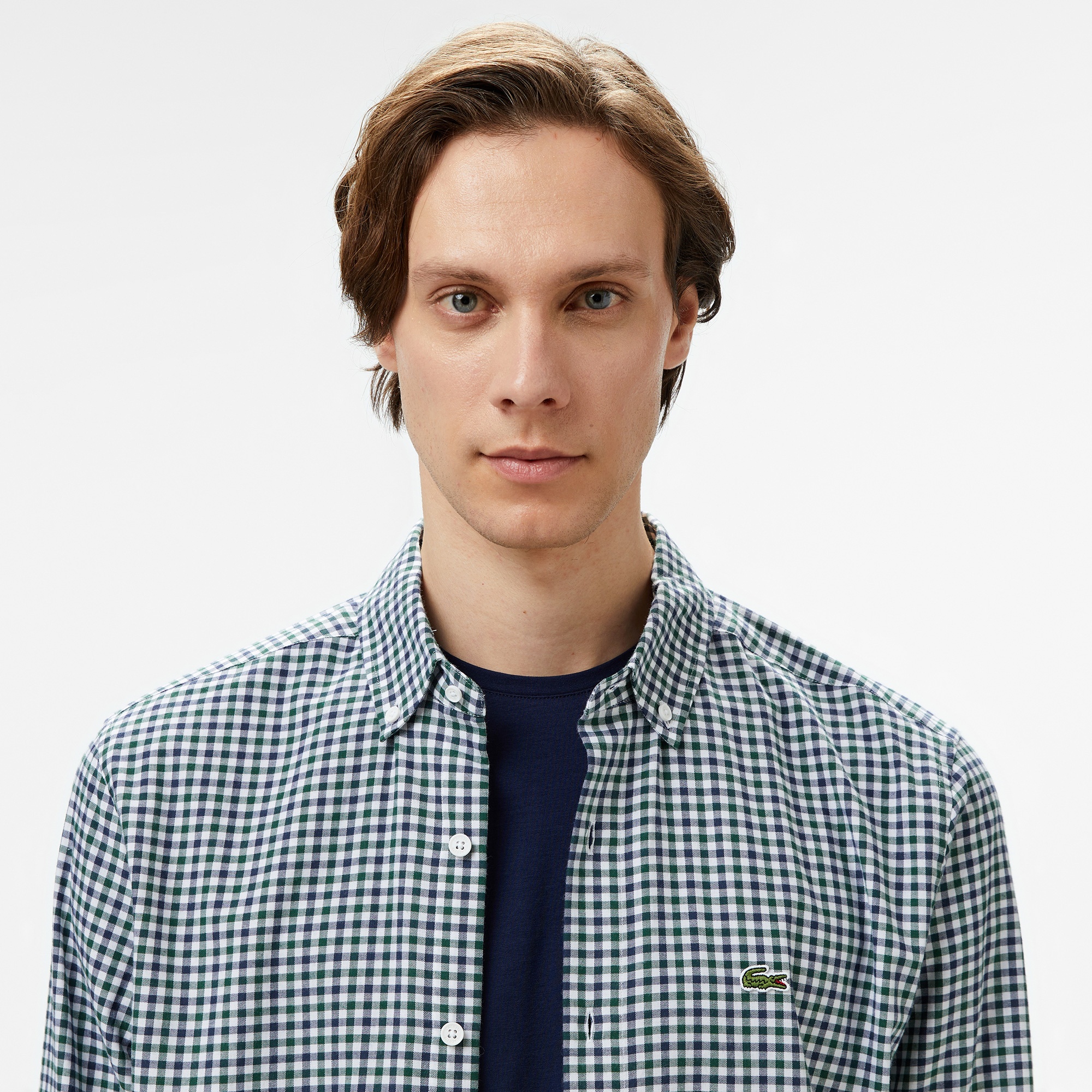 Lacoste Erkek Regular Fit Kareli Koyu Yeşil Gömlek