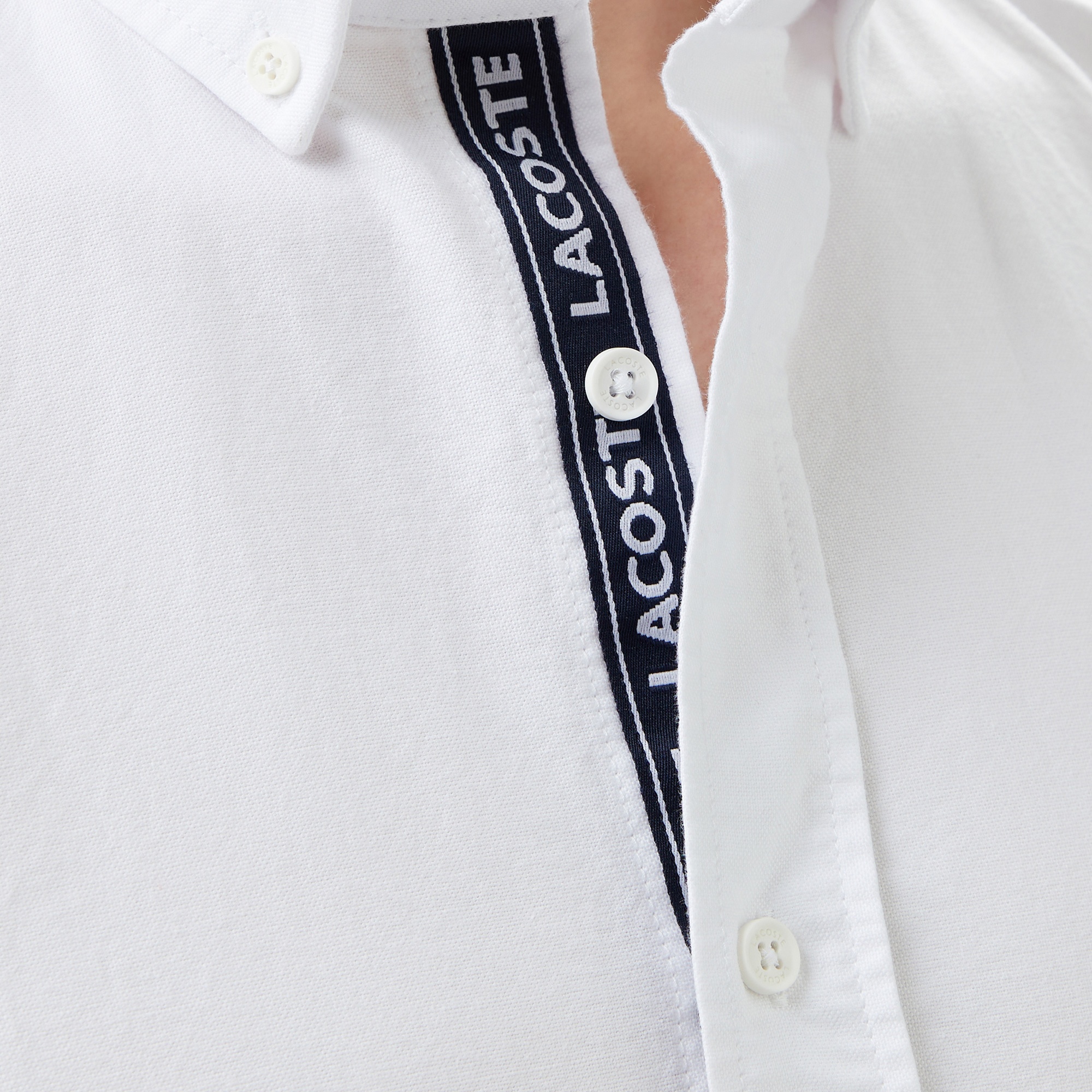 Lacoste Erkek Slim Fit Düğmeli Yaka Beyaz Gömlek