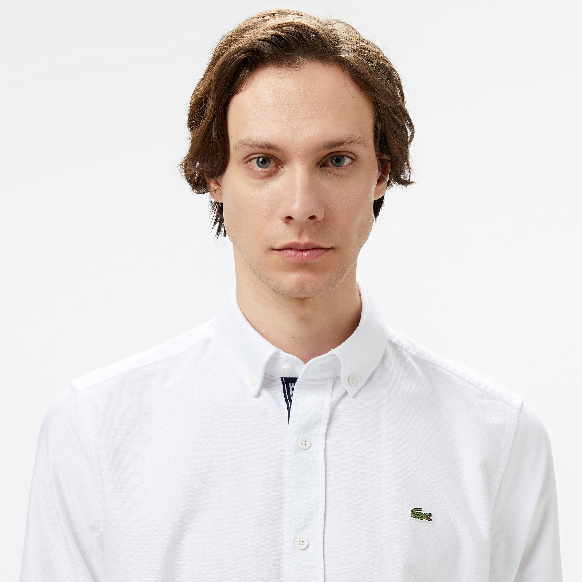 Lacoste Erkek Slim Fit Düğmeli Yaka Beyaz Gömlek