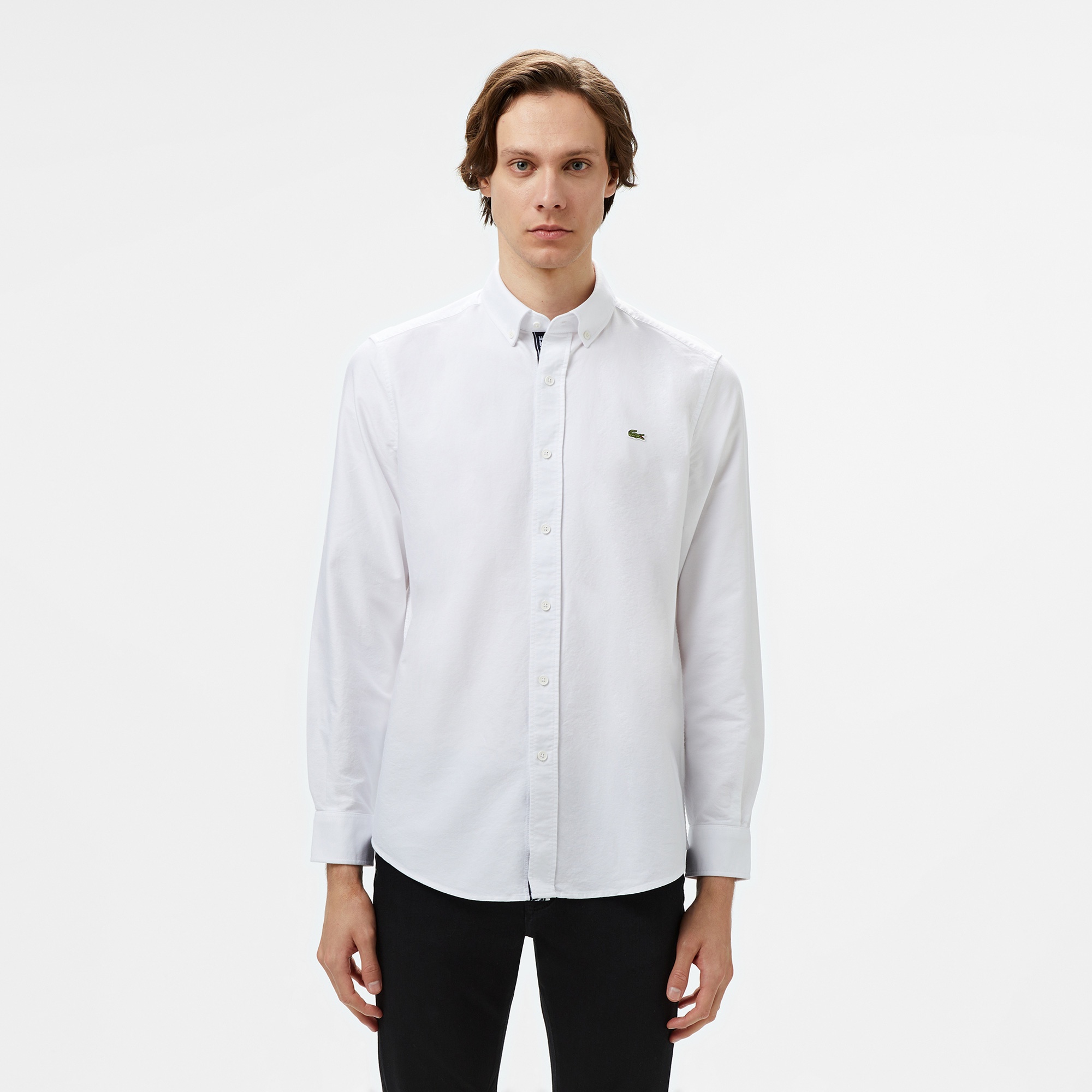 Lacoste Erkek Slim Fit Düğmeli Yaka Beyaz Gömlek