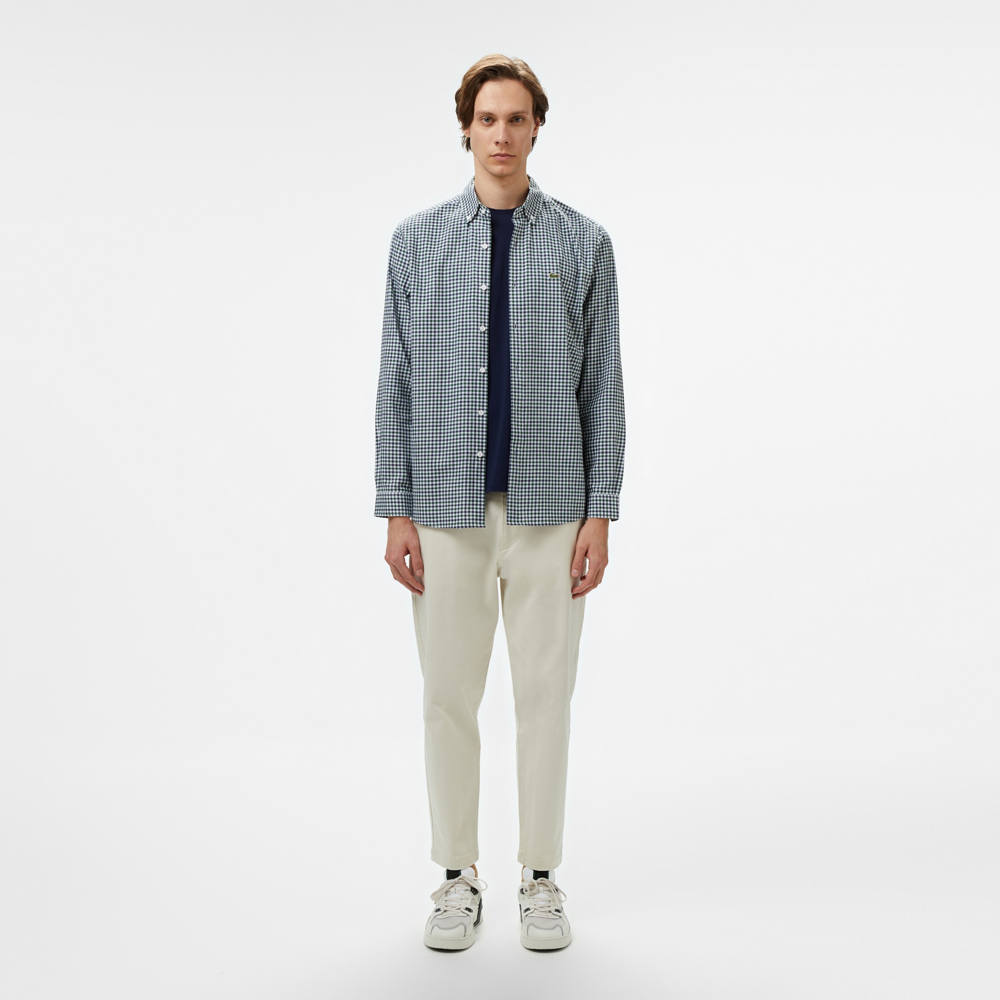 Lacoste Erkek Regular Fit Kareli Koyu Yeşil Gömlek