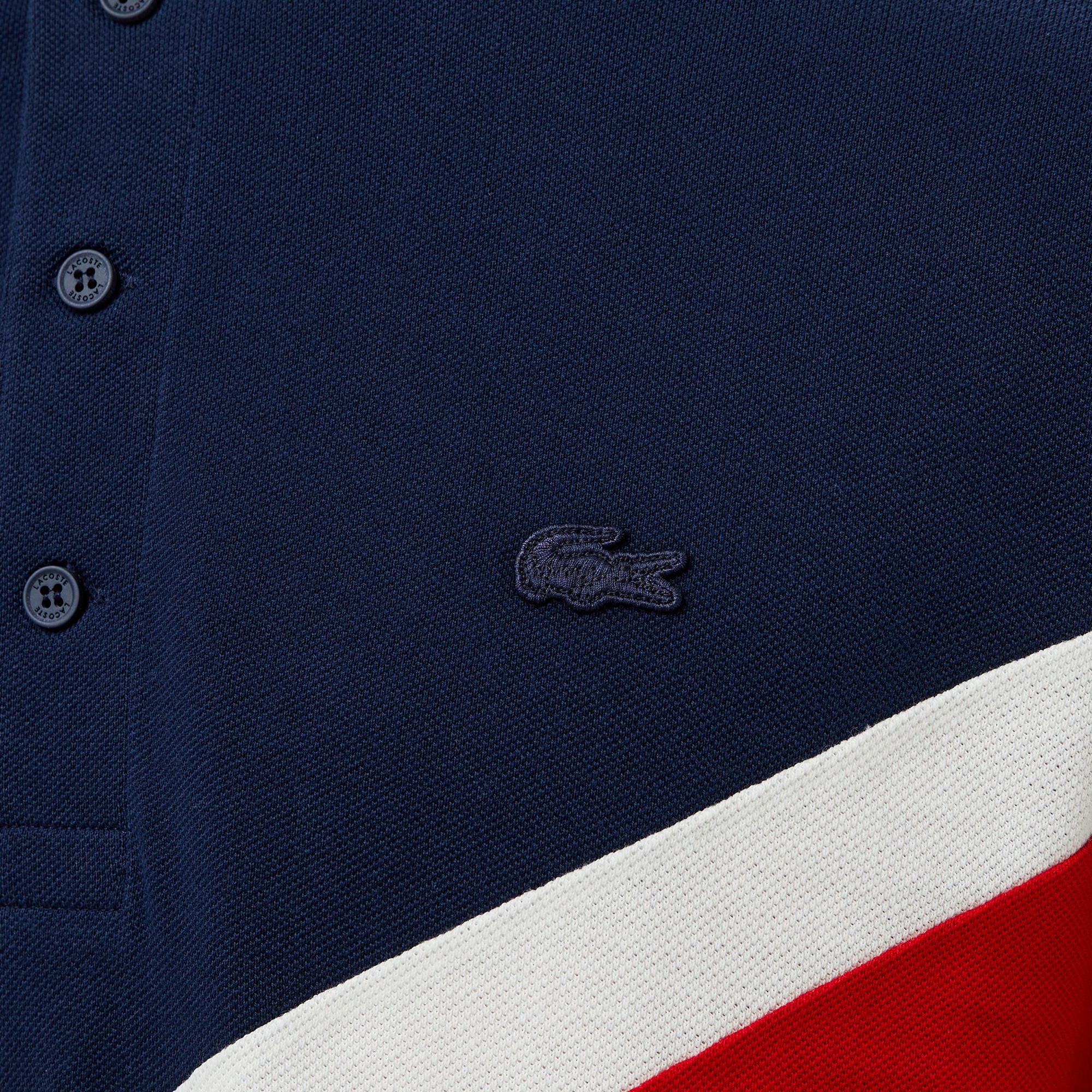 Lacoste Erkek Classic Fit Uzun Kollu Renk Bloklu Bordo Polo