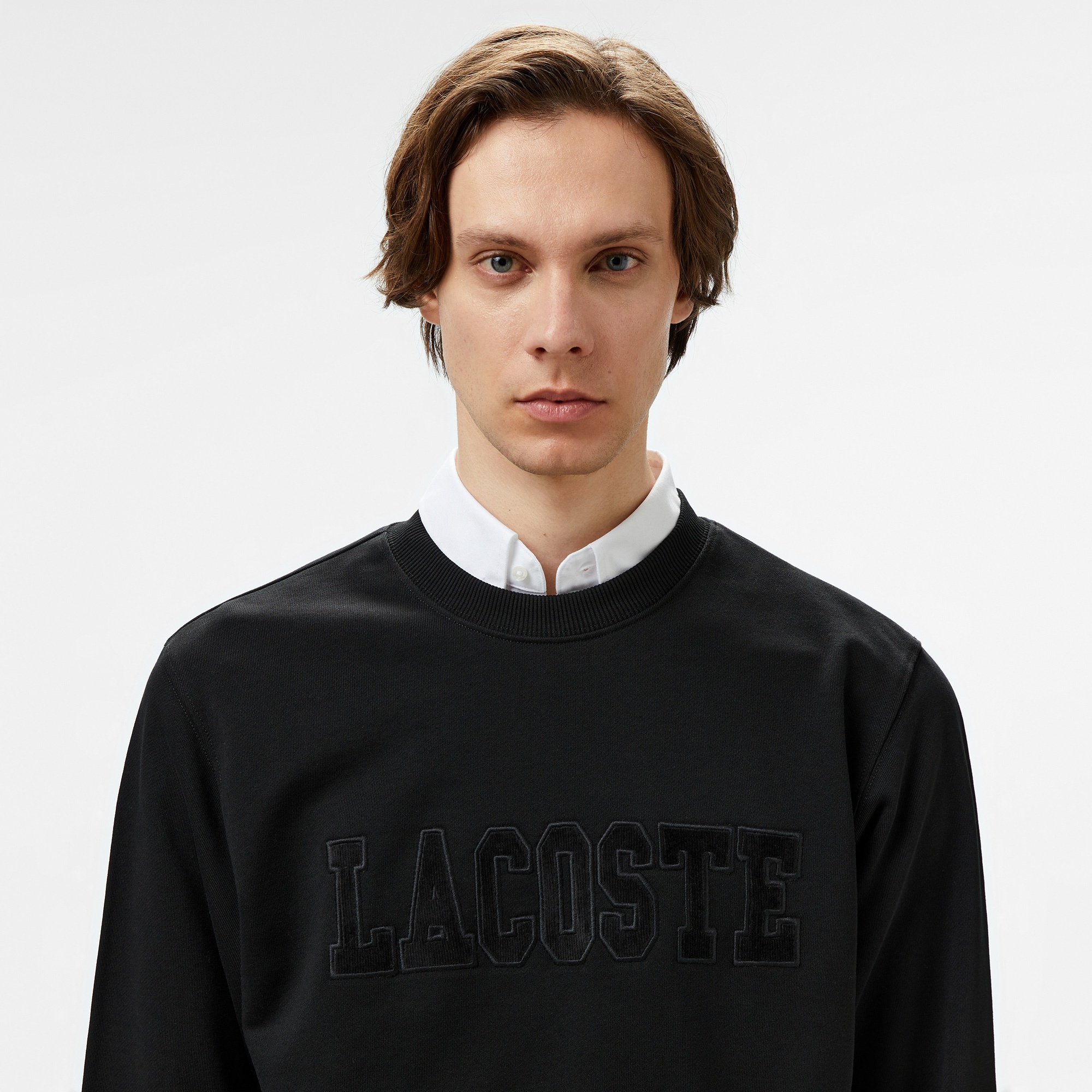 Lacoste Erkek Relaxed Fit Bisiklet Yaka Baskılı Siyah Sweatshirt
