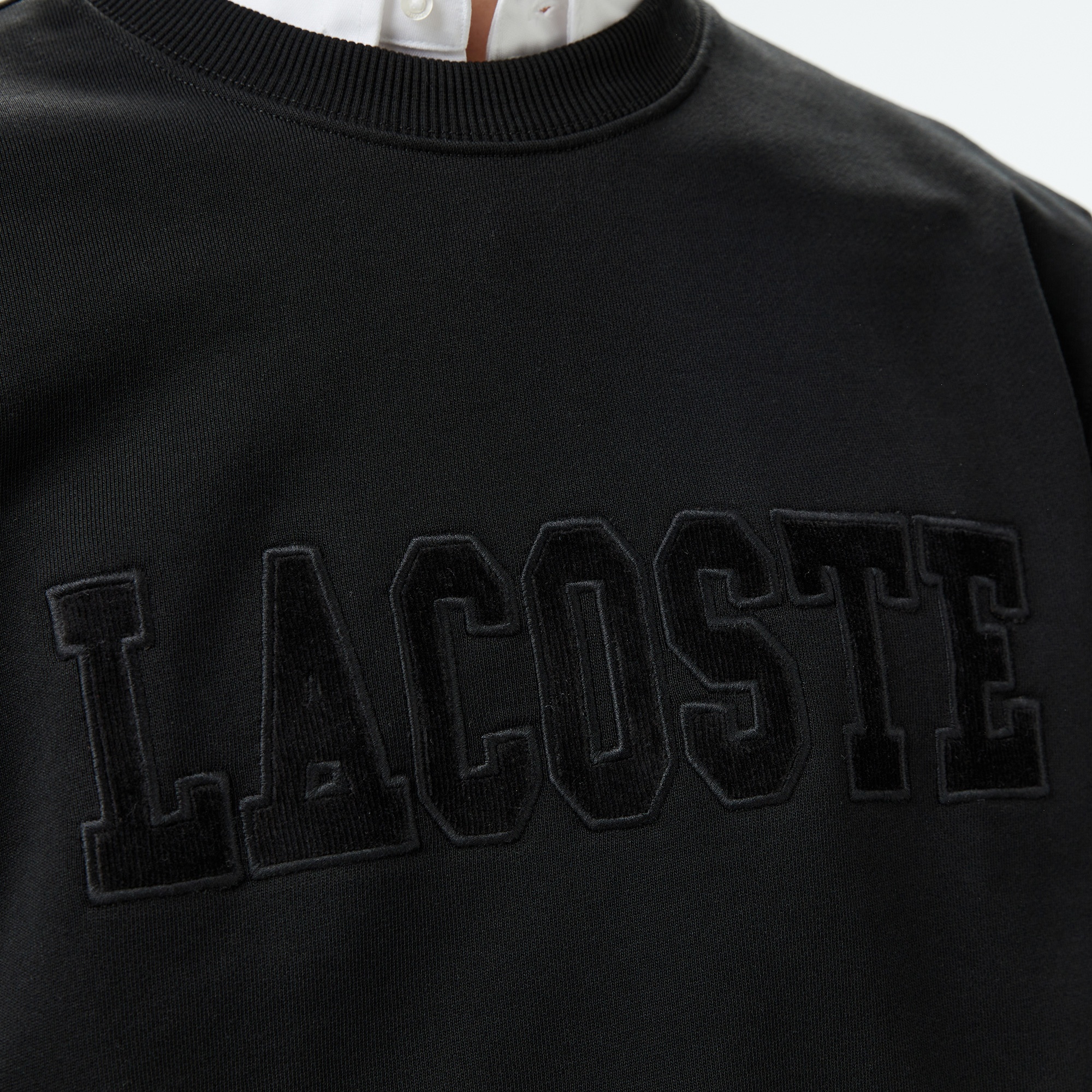 Lacoste Erkek Relaxed Fit Bisiklet Yaka Baskılı Siyah Sweatshirt
