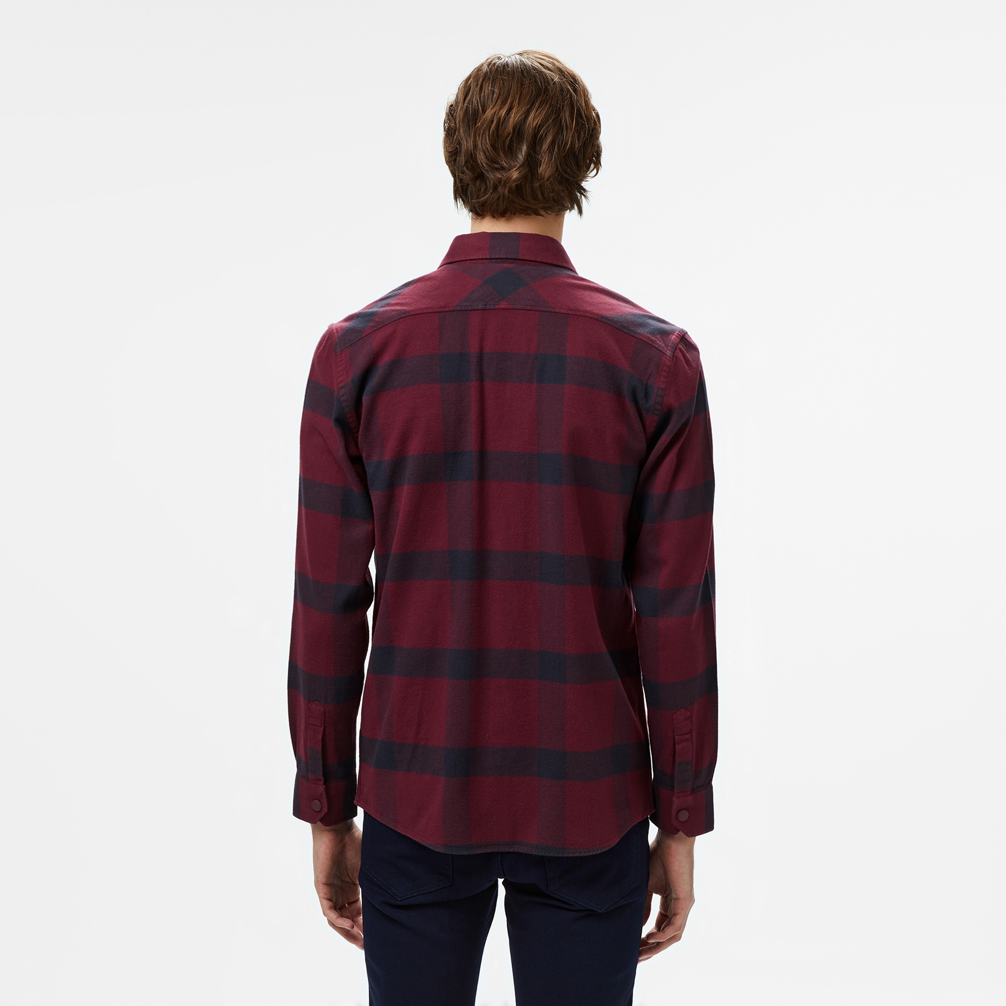 Lacoste Erkek Regular Fit Ekose Bordo Gömlek