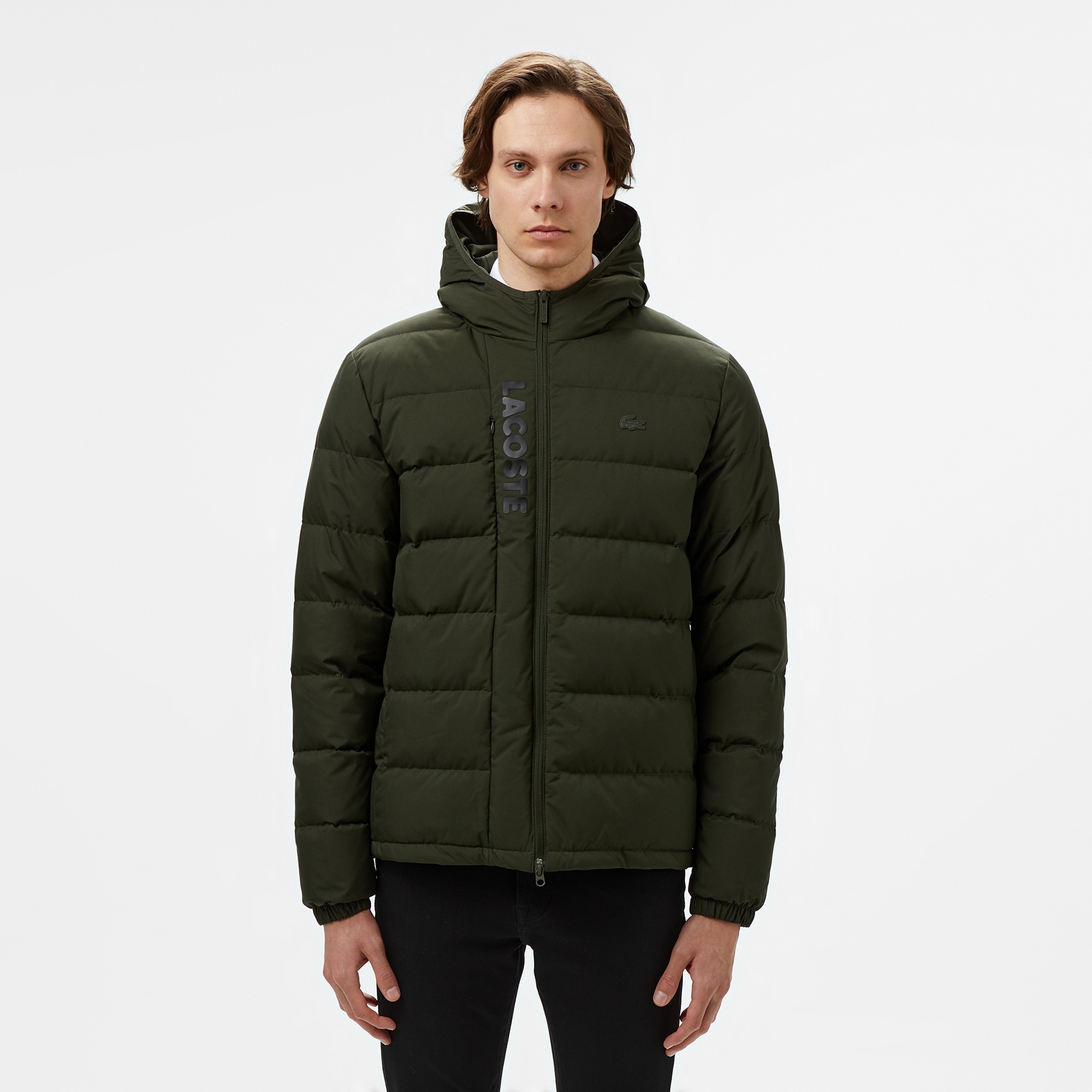 Lacoste Erkek Regular Fit Kapüşonlu Koyu Yeşil Şişme Mont