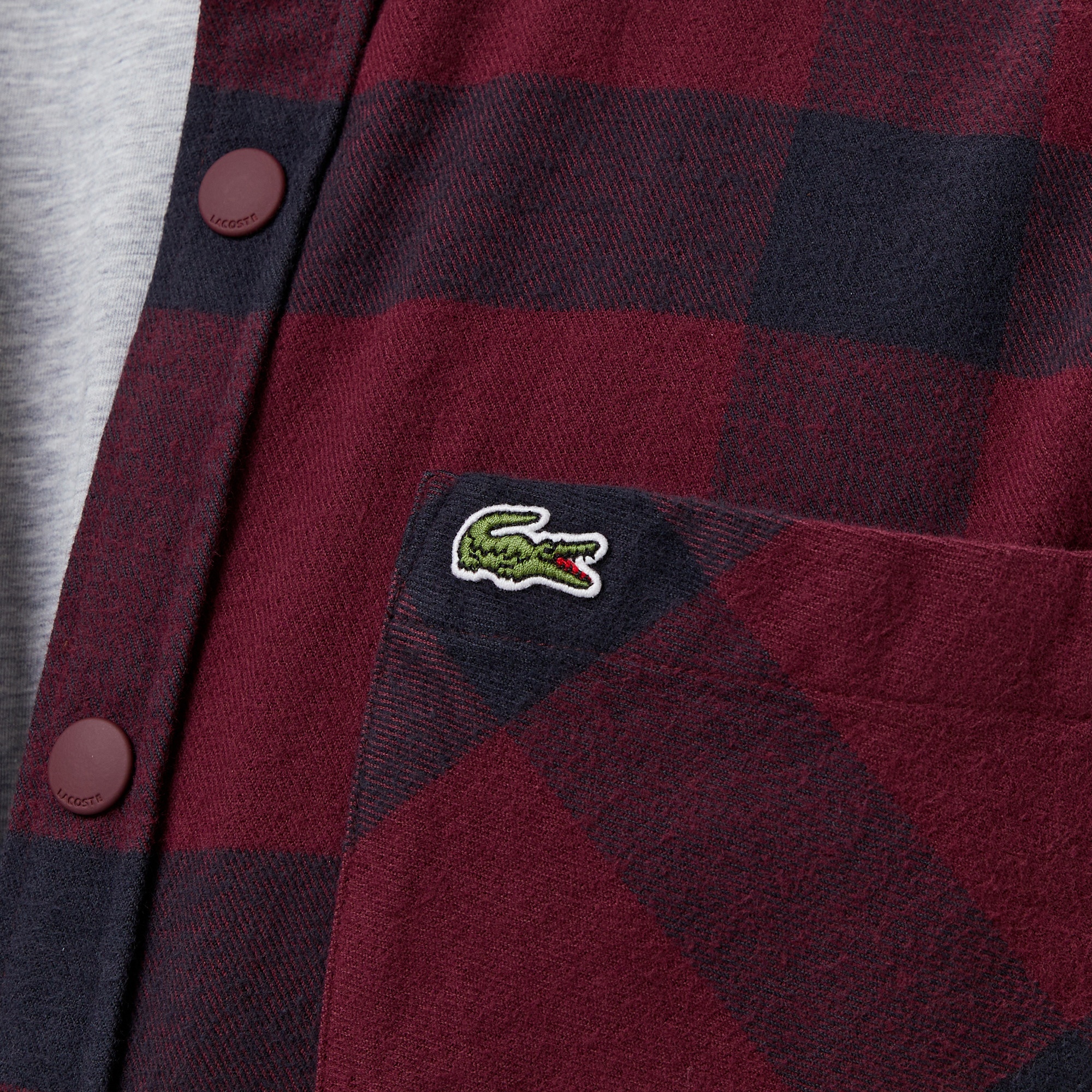 Lacoste Erkek Regular Fit Ekose Bordo Gömlek