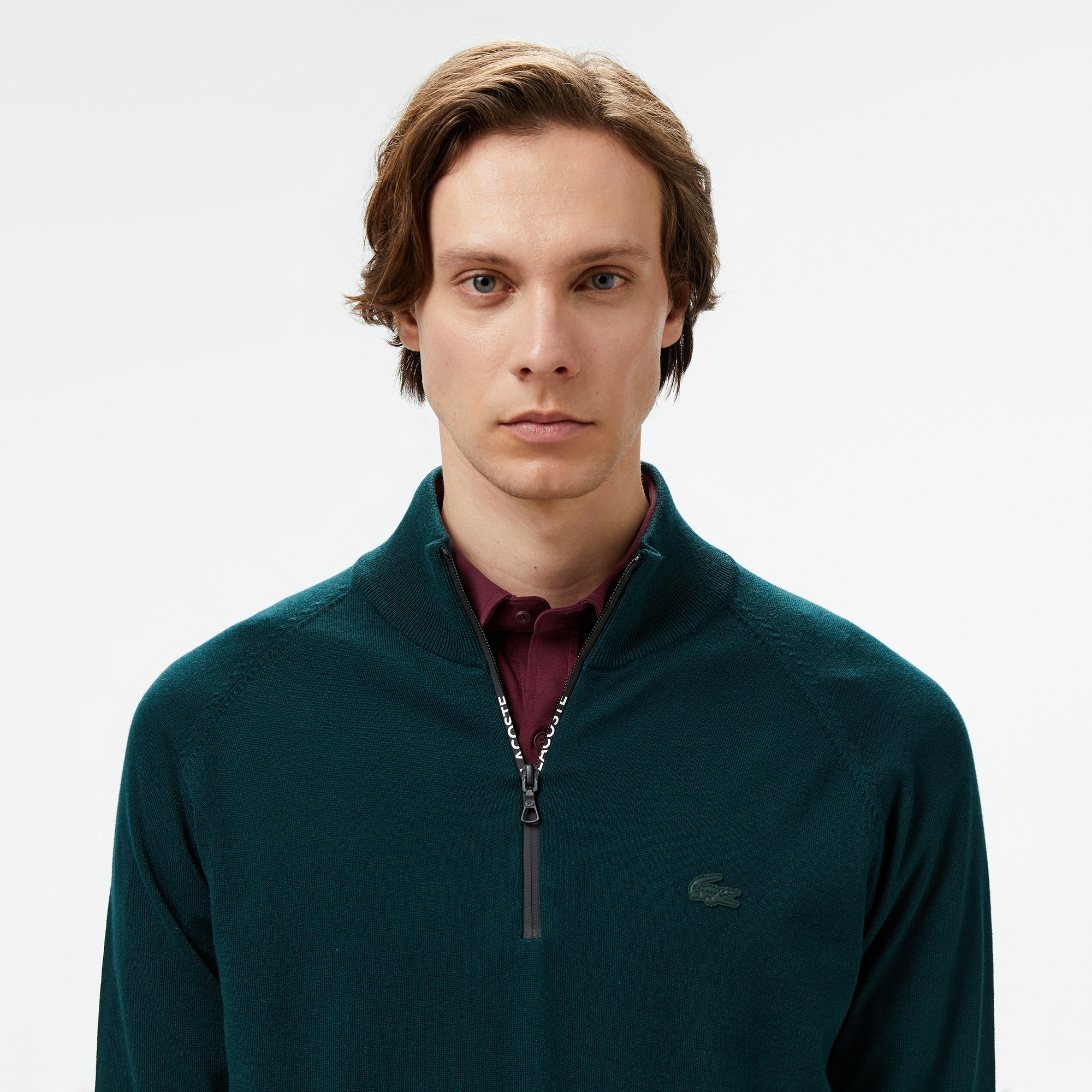 Lacoste Erkek Regular Fit Yarım Fermuarlı Koyu Yeşil Triko