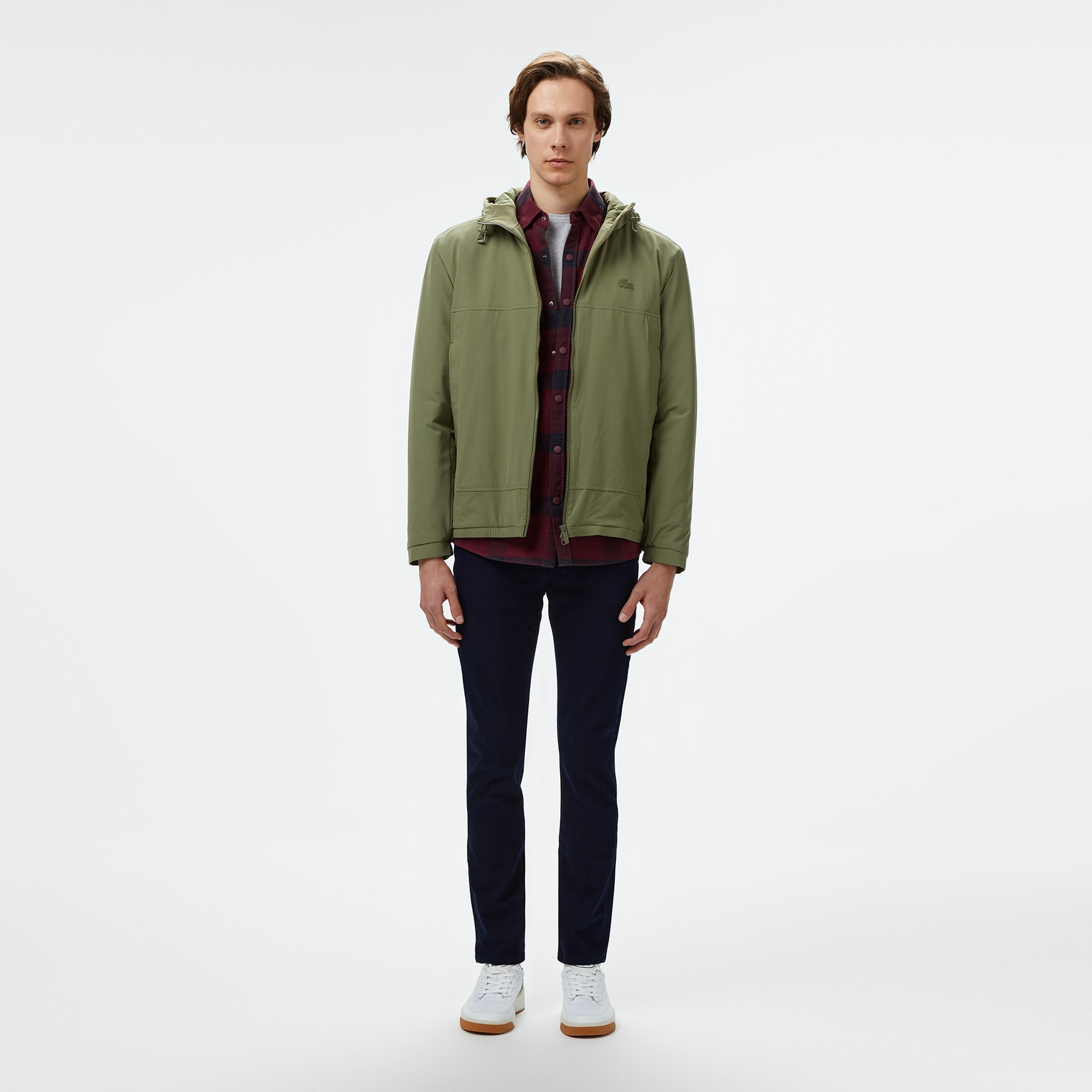 Lacoste Erkek Relaxed Fit Kapüşonlu Yeşil Yağmurluk