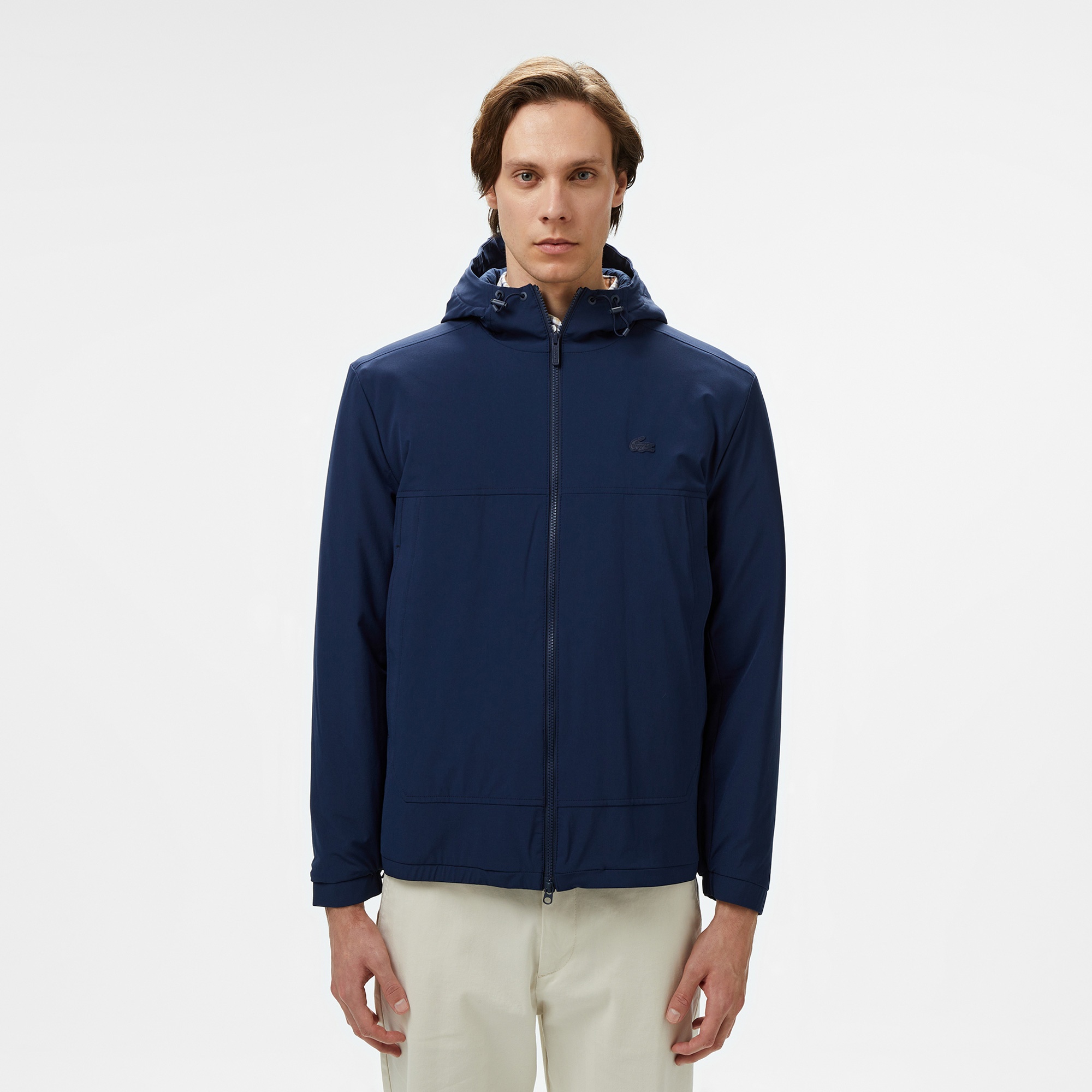 Lacoste Erkek Relaxed Fit Kapüşonlu Lacivert Yağmurluk