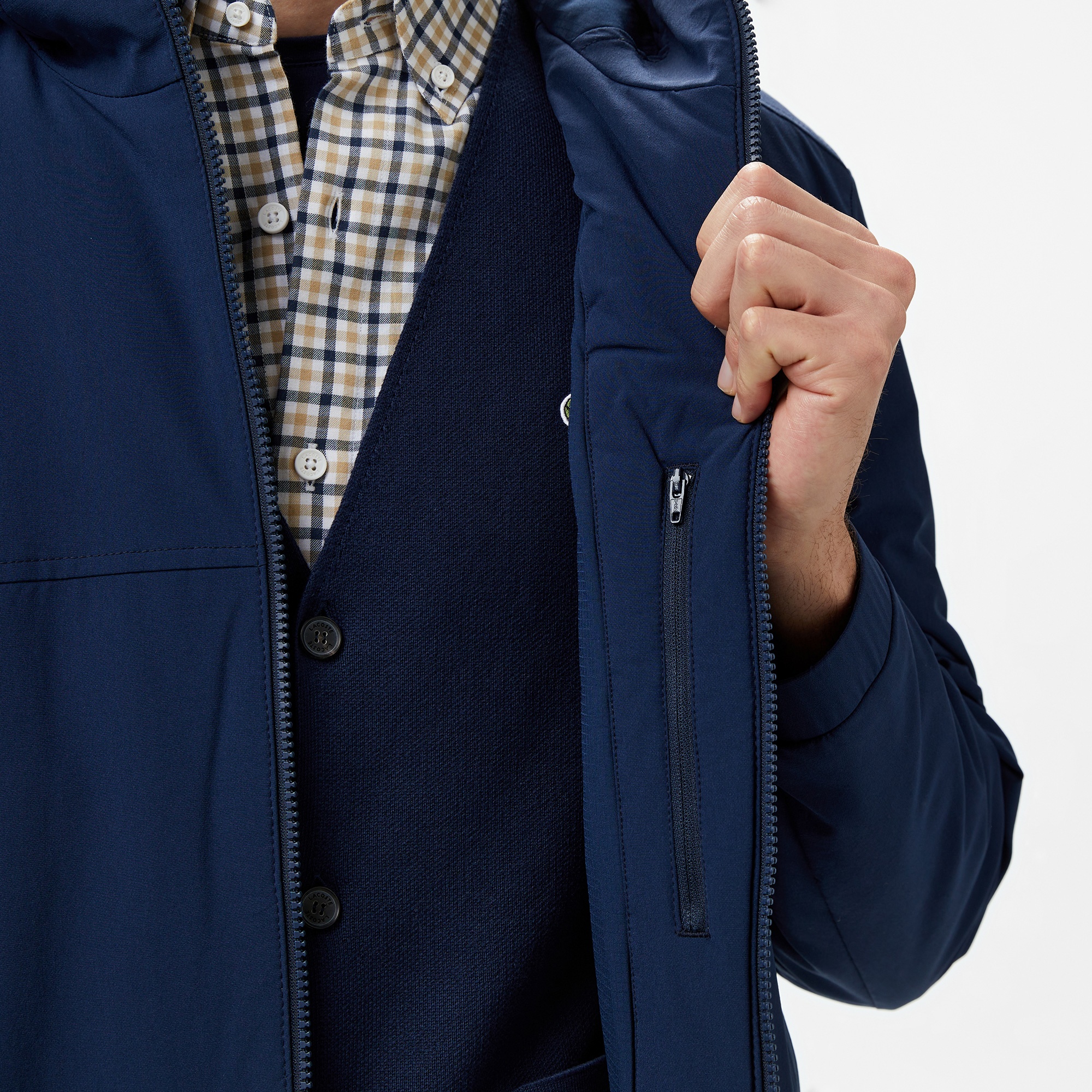 Lacoste Erkek Relaxed Fit Kapüşonlu Lacivert Yağmurluk