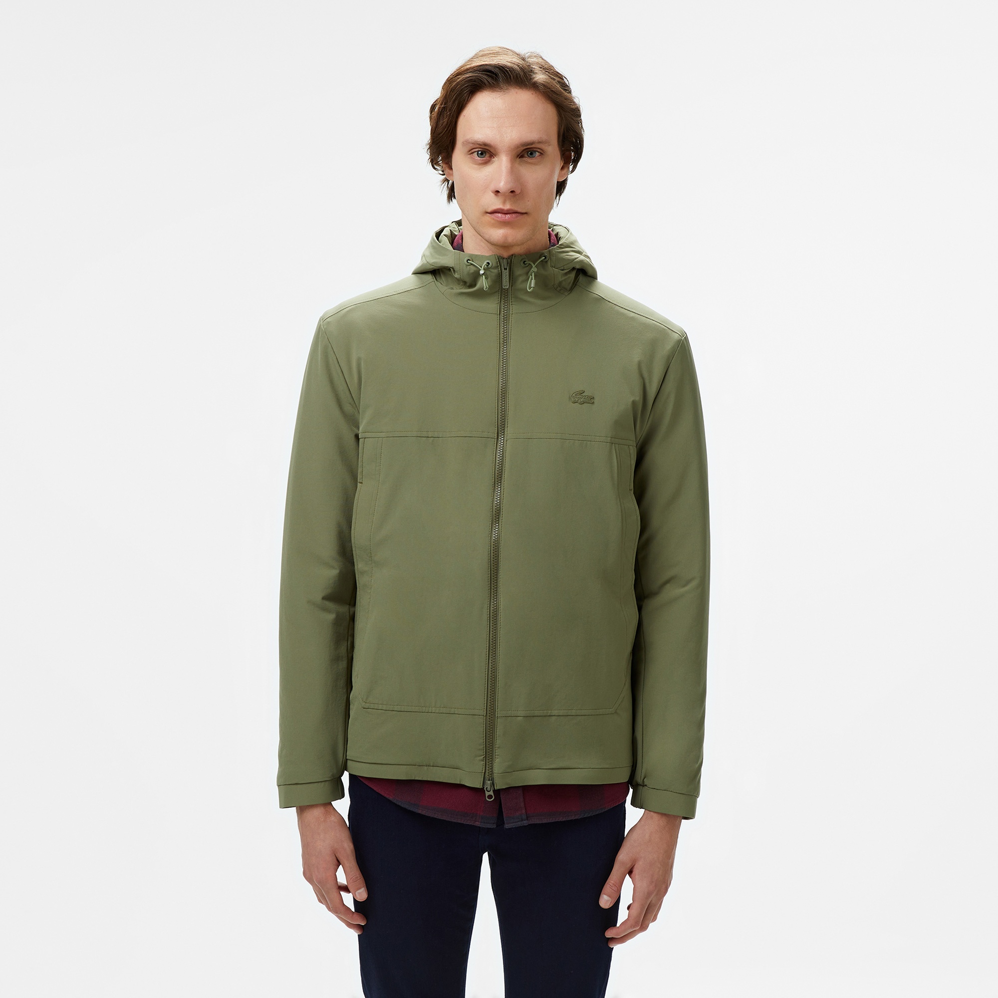 Lacoste Erkek Relaxed Fit Kapüşonlu Yeşil Yağmurluk